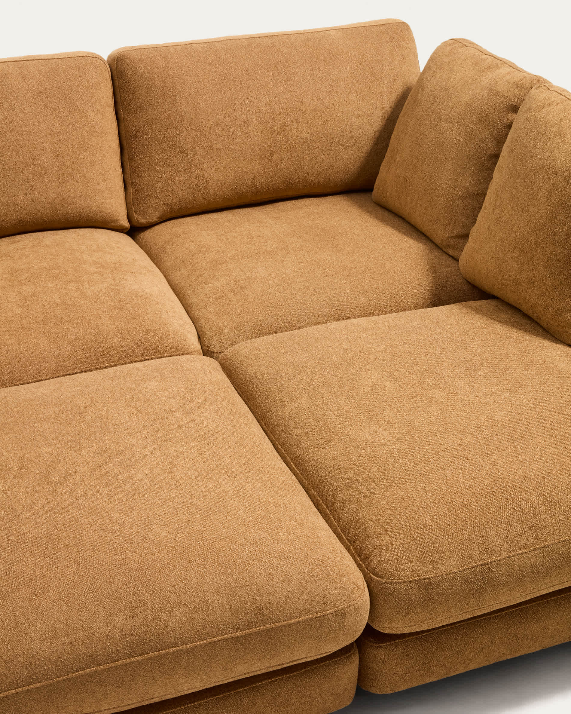 Gala mustard micro bouclé 3-seater sofa with double chaise longue FSC Mix Credit 210cm