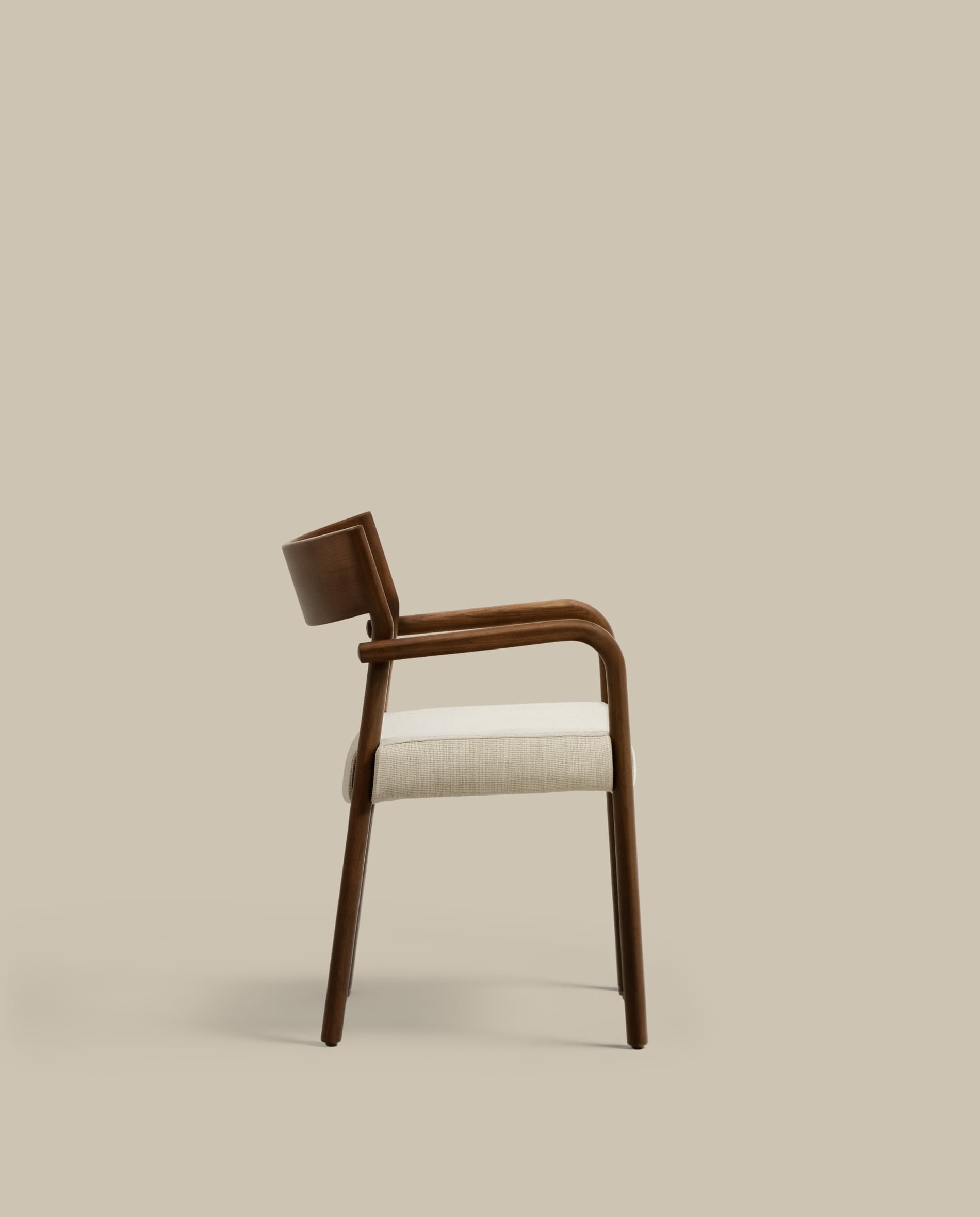 Falconera chair with a removable cover in solid oak wood with walnut finish FSC Mix Credit