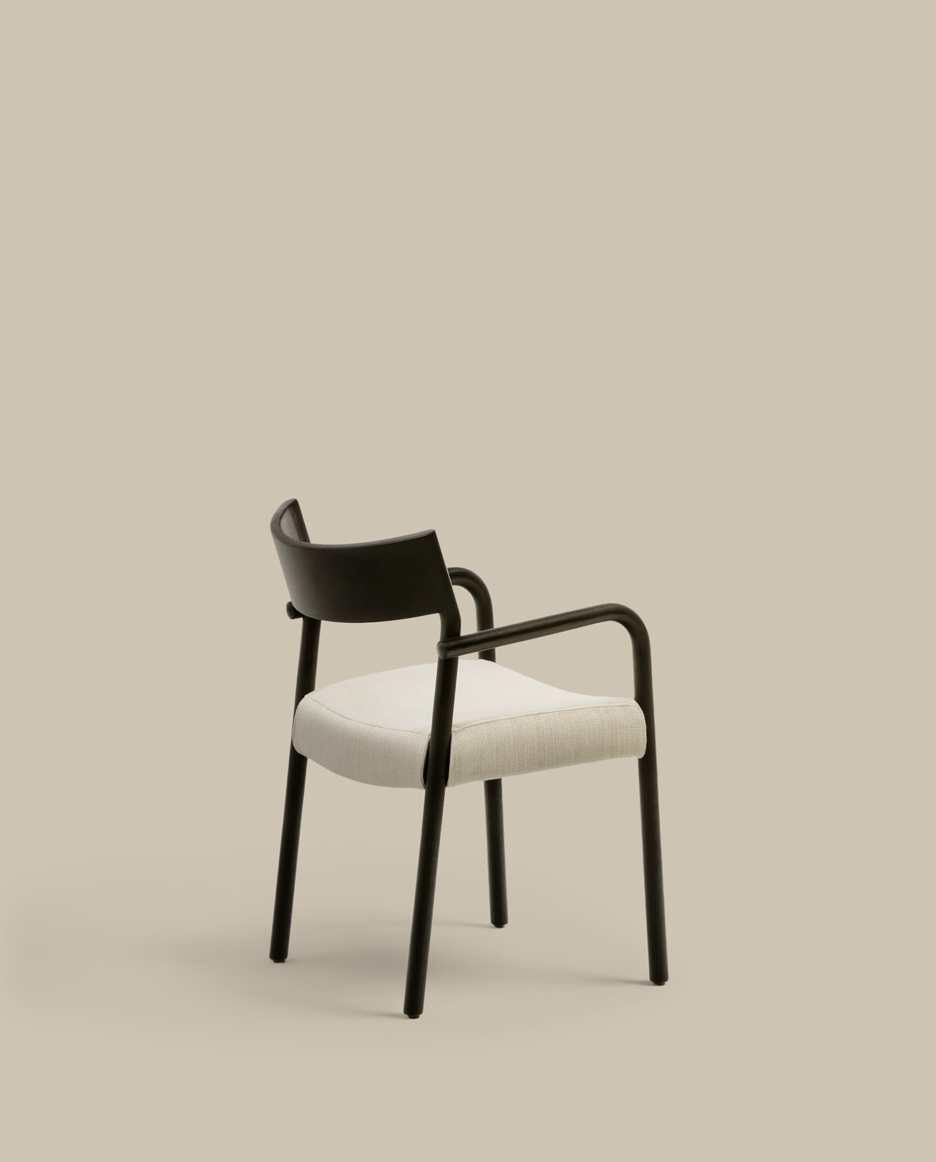 Falconera chair with a removable cover in solid oak wood with black finish FSC Mix Credit