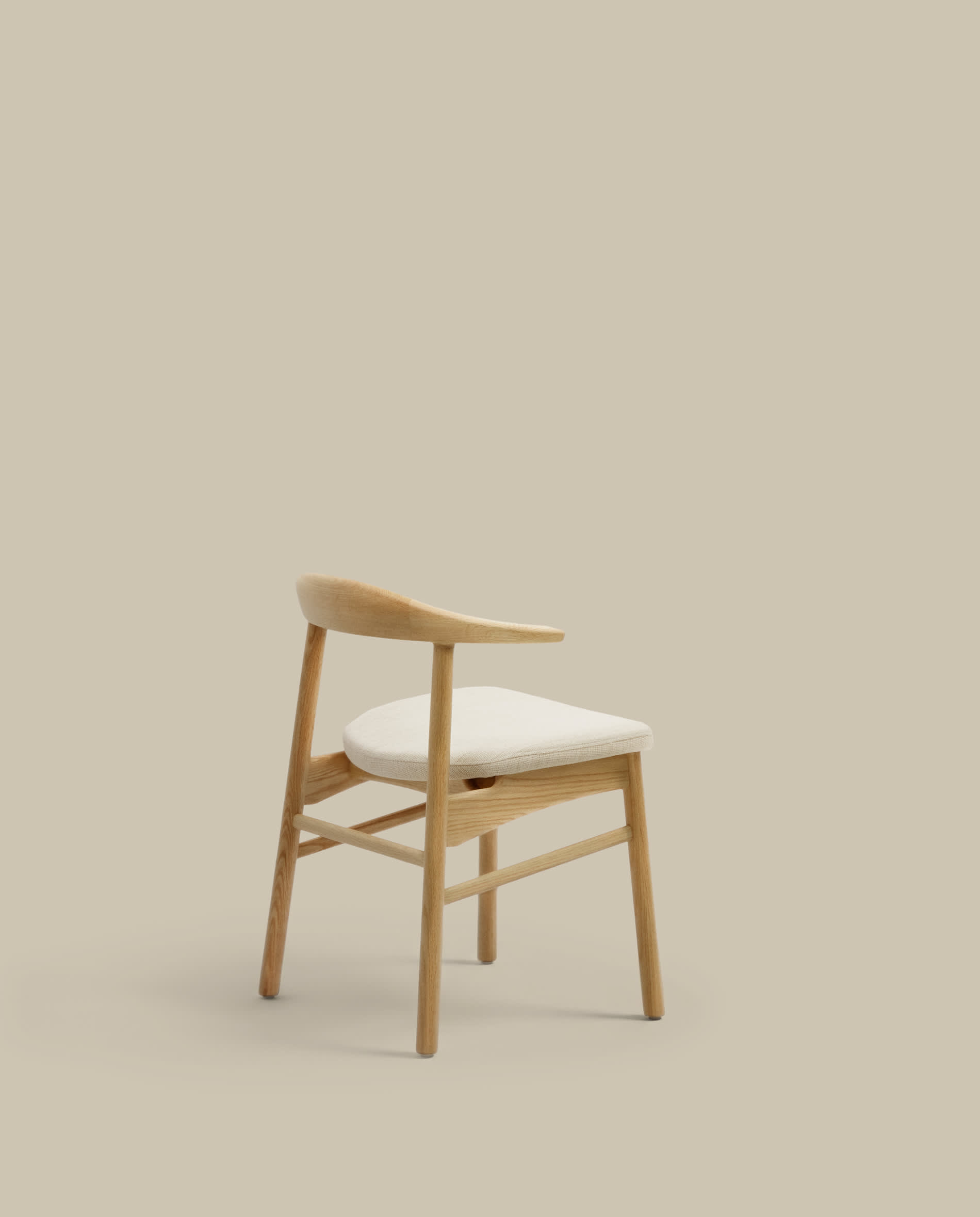 Timons chair removable cover in beige chenille solid oak wood natural finish FSC Mix Credit