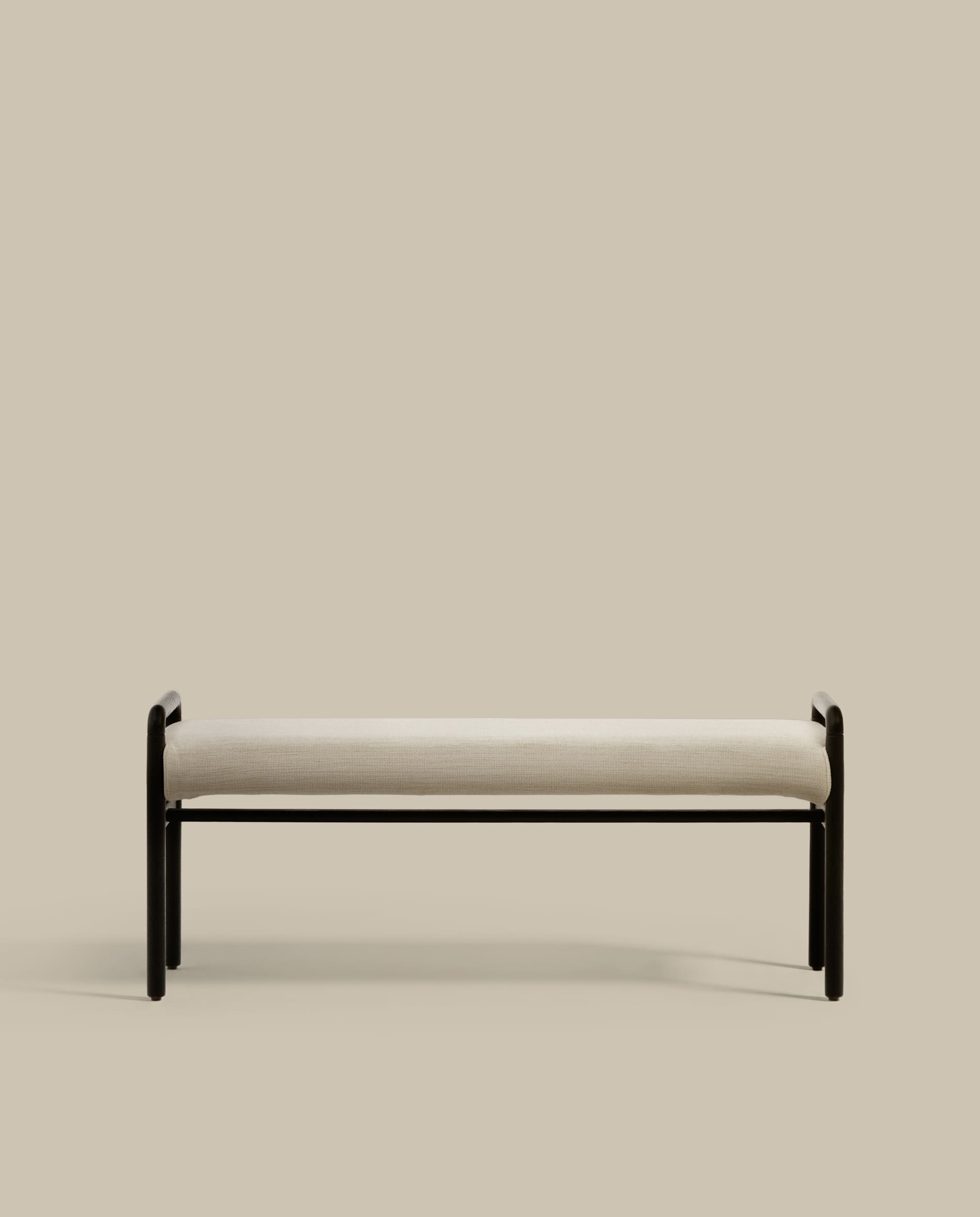 Macaret bench with removable cover solid oak wood with black finish 120 cm FSC Mix Credit