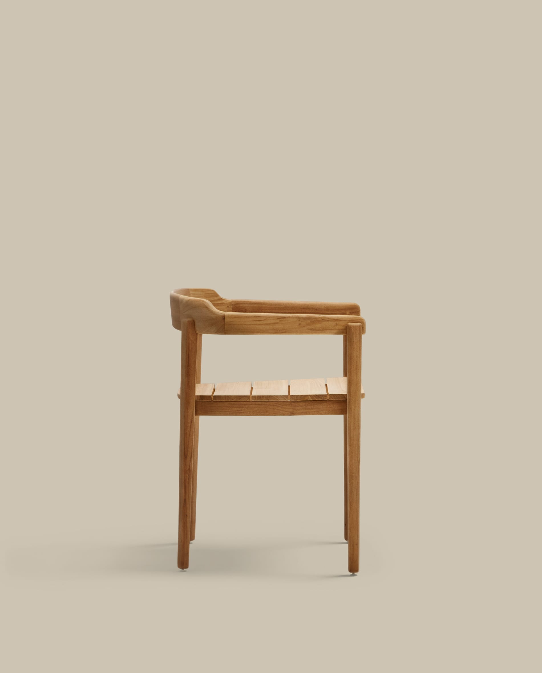 Icaro stackable chair in FSC 100% solid teak wood with natural finish