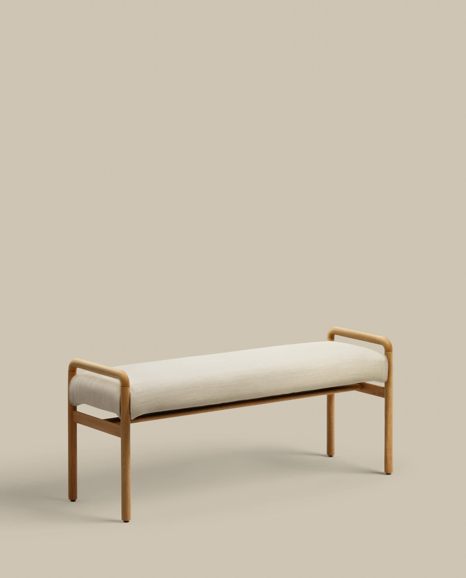 Macaret bench with removable cover solid oak wood with natural finish 120 cm FSC Mix Credit