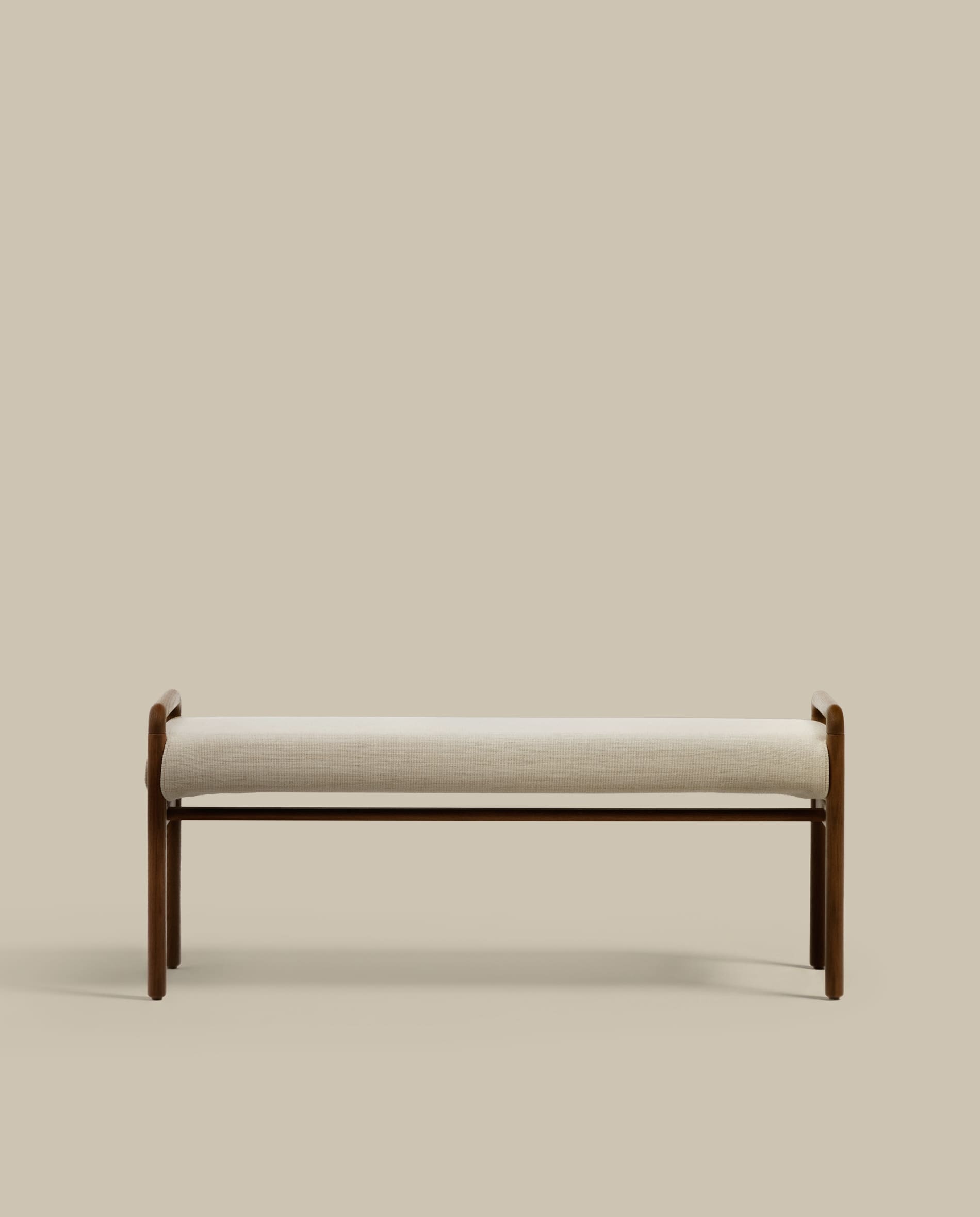 Macaret bench with removable cover solid oak wood with walnut finish 120 cm FSC Mix Credit