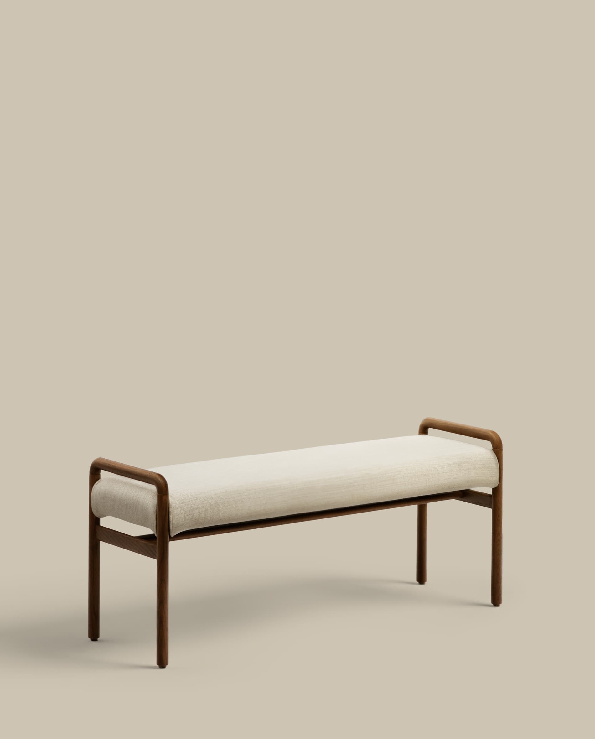 Macaret bench with removable cover solid oak wood with walnut finish 120 cm FSC Mix Credit