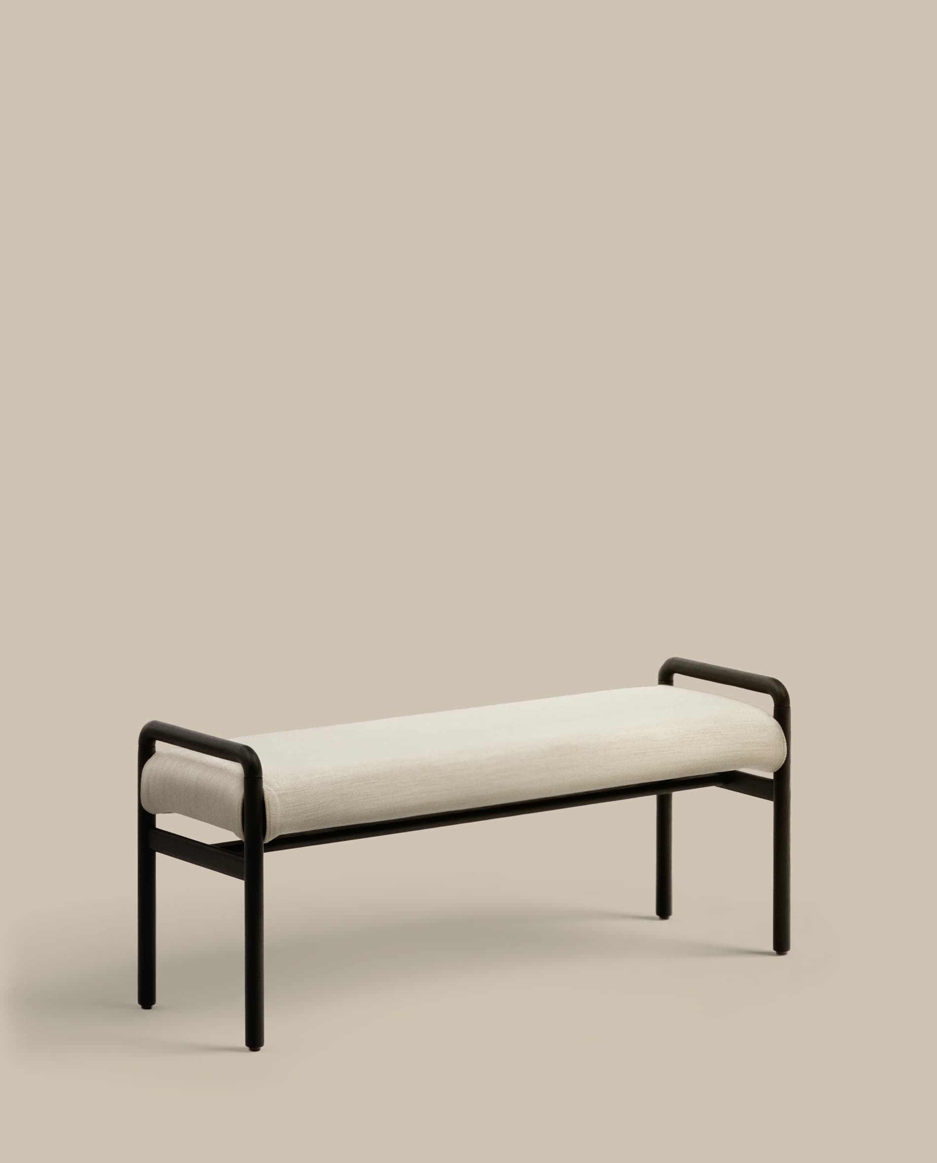 Macaret bench with removable cover solid oak wood with black finish 120 cm FSC Mix Credit