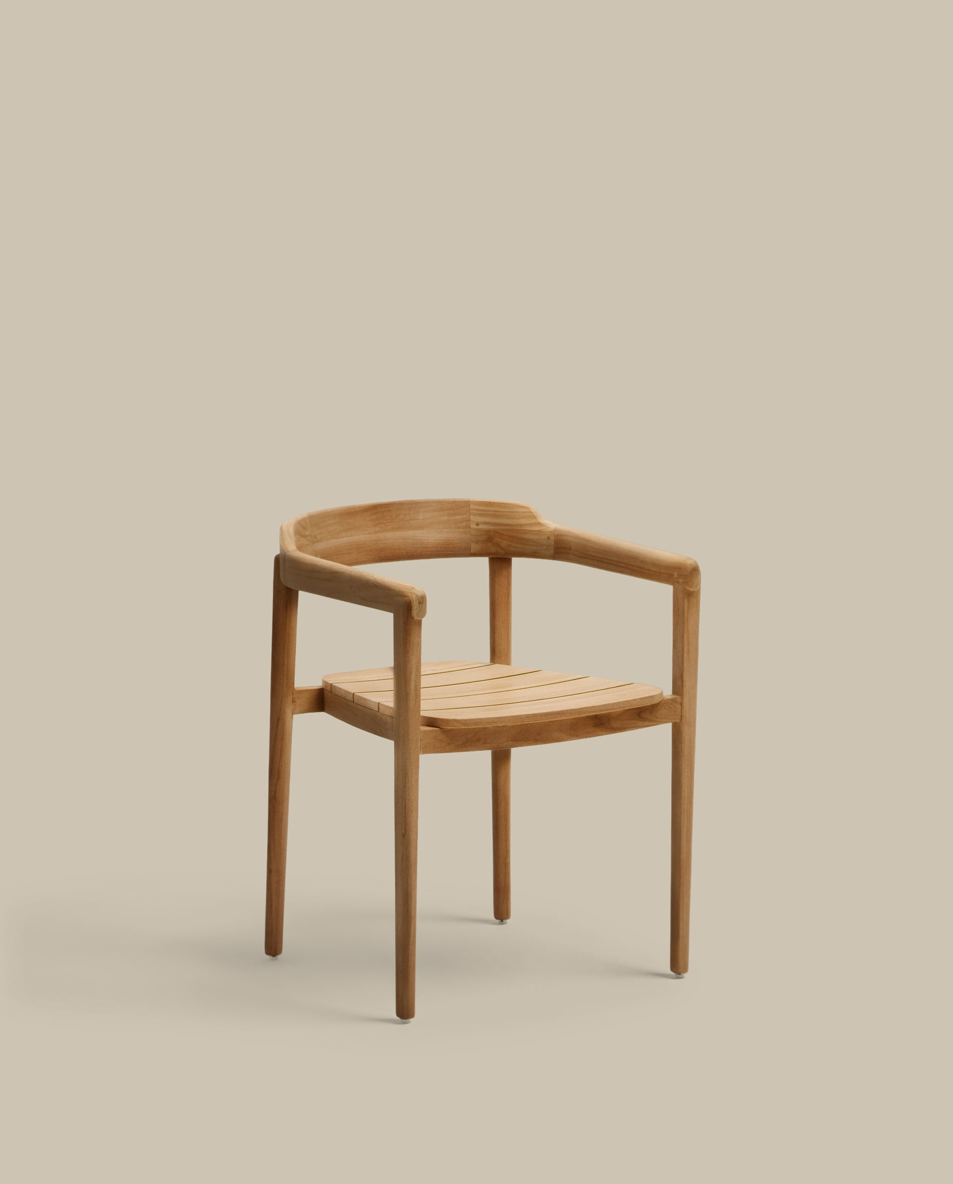 Icaro stackable chair in FSC 100% solid teak wood with natural finish