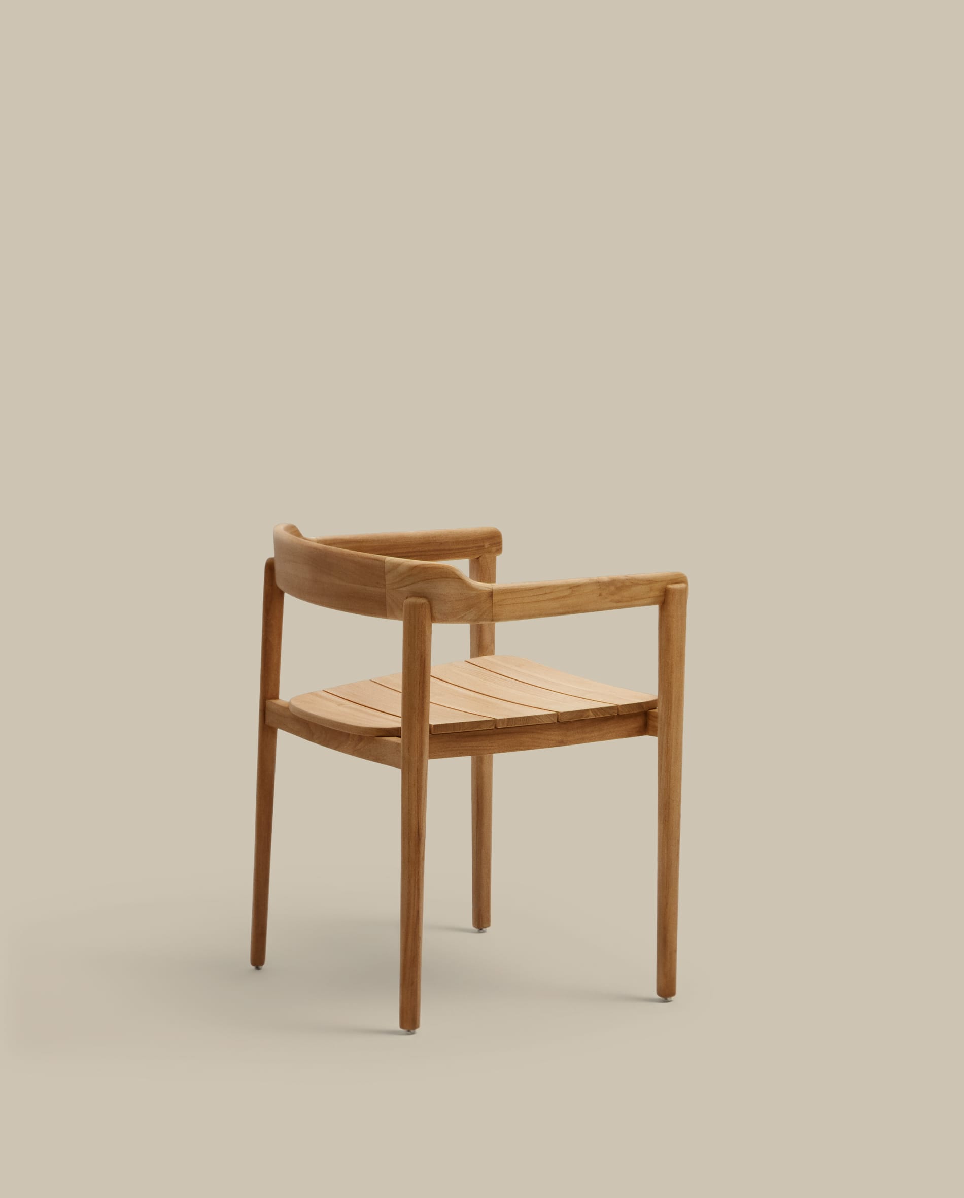 Icaro stackable chair in FSC 100% solid teak wood with natural finish
