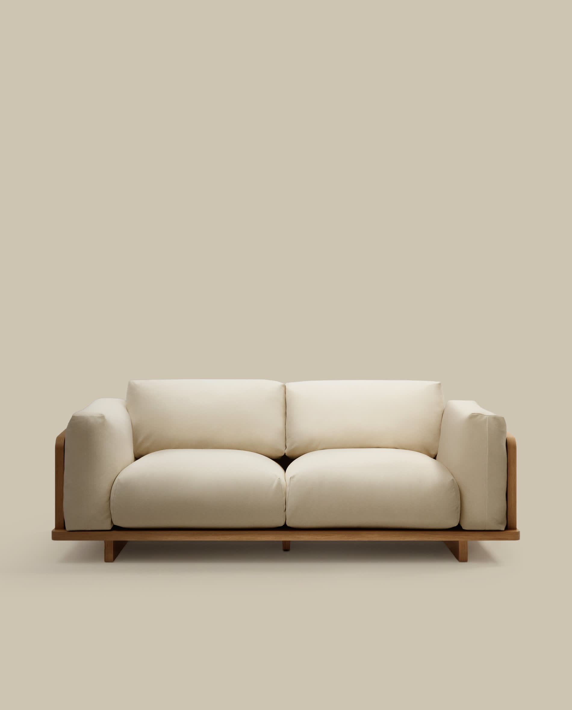 Oaq 3 seater sofa in beige, 225 cm FSC Mix Credit