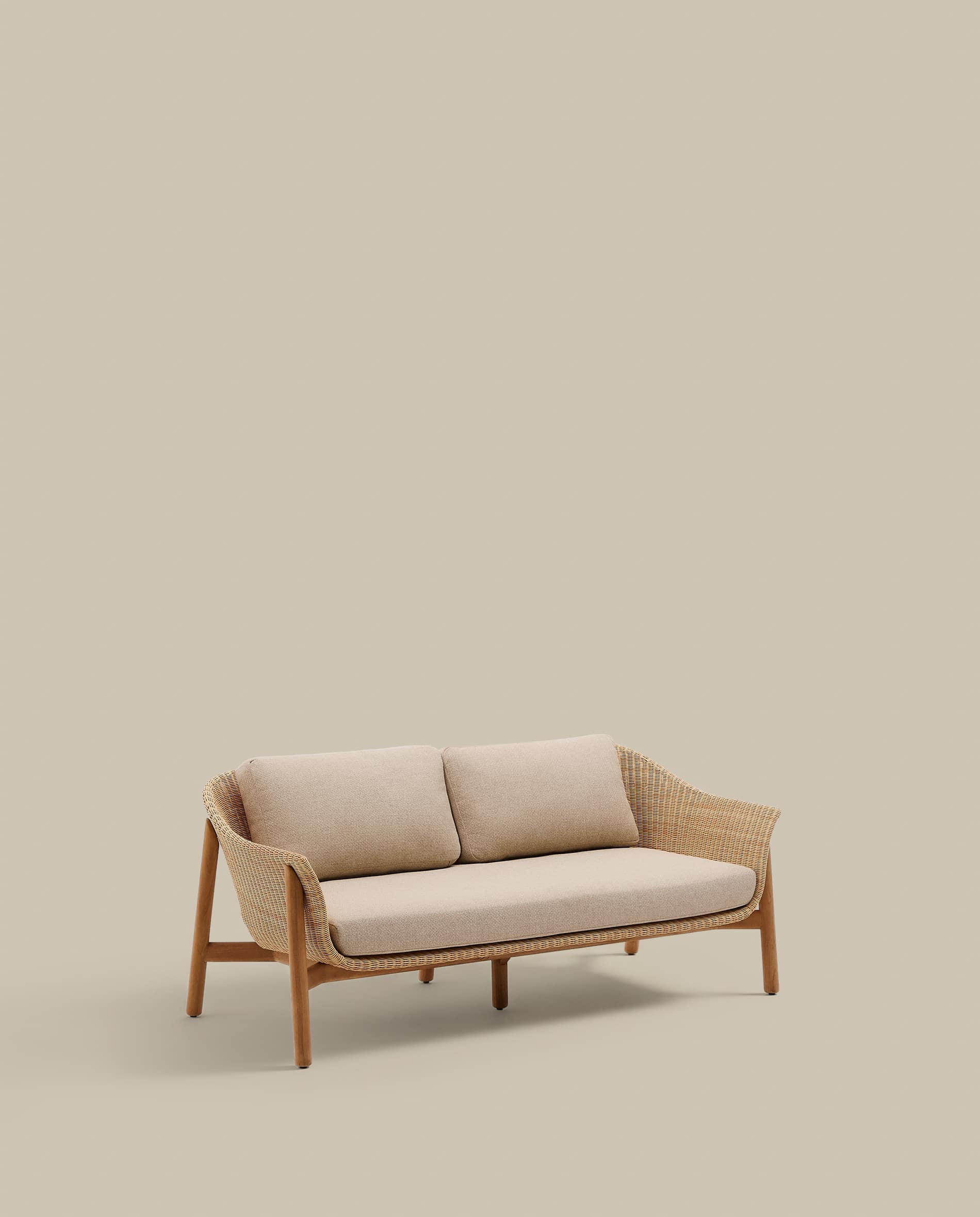 Galea 2-seater sofa in FSC 100% solid teak wood and synthetic rattan 170,5cm