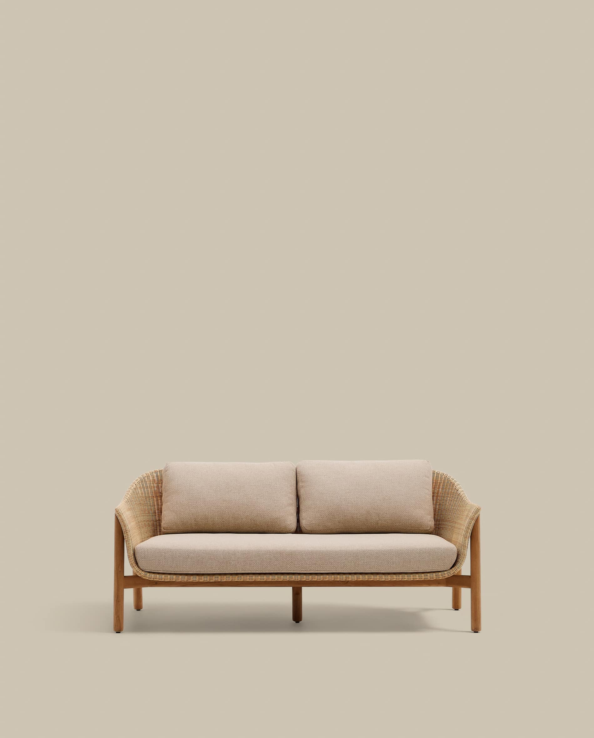 Galea 2-seater sofa in FSC 100% solid teak wood and synthetic rattan 170,5cm