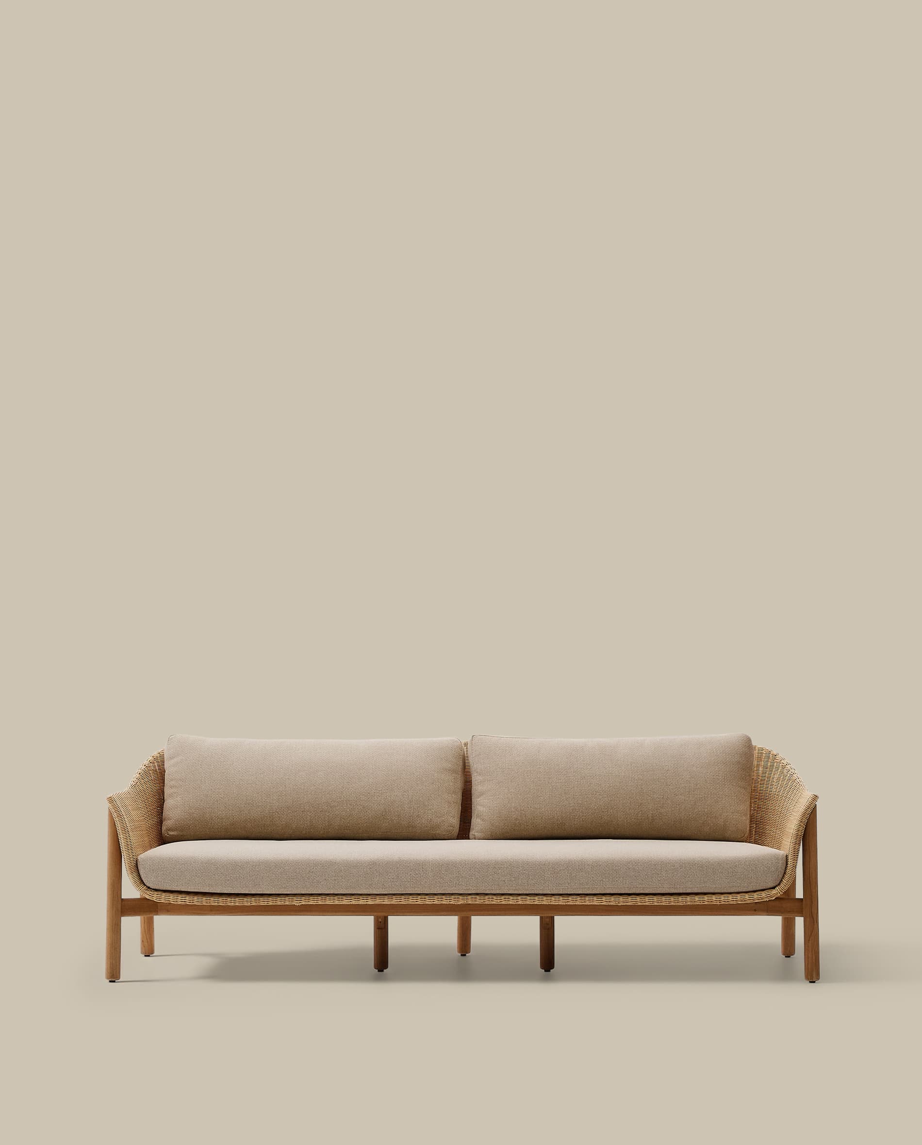 Galea 3-seater sofa in FSC 100% solid teak wood and synthetic rattan 223cm