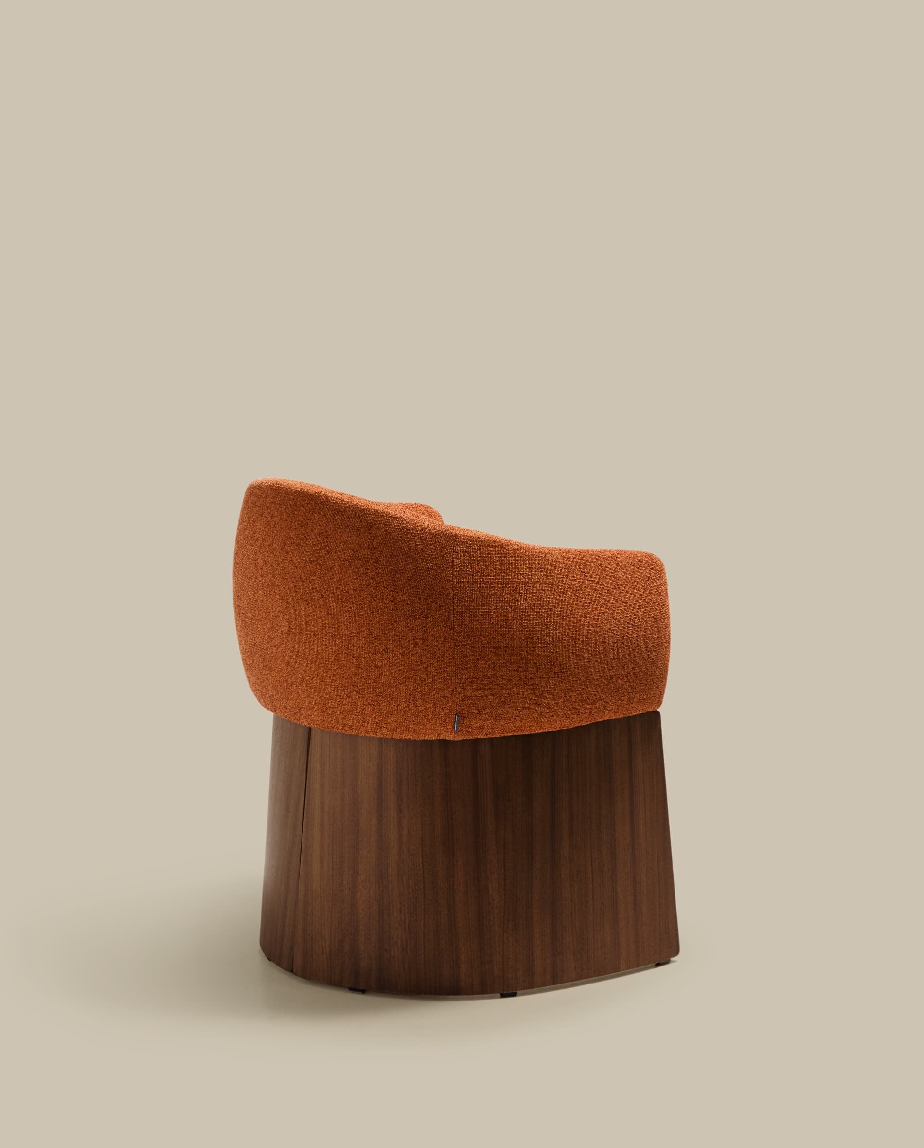 Bosca chair in terracotta chenille and walnut veneer FSC 100%