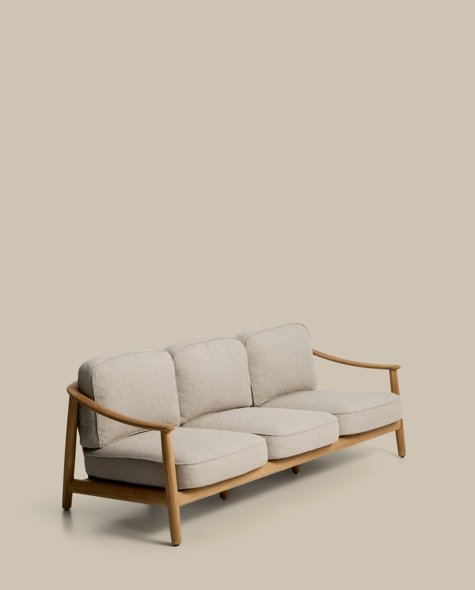 Elunda 3-seater outdoor sofa in solid teak wood FSC 100% 215cm