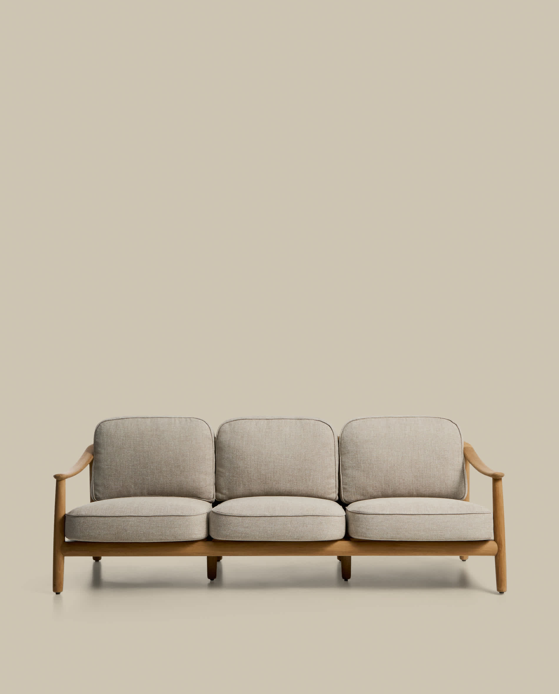 Elunda 3-seater outdoor sofa in solid teak wood FSC 100% 215cm