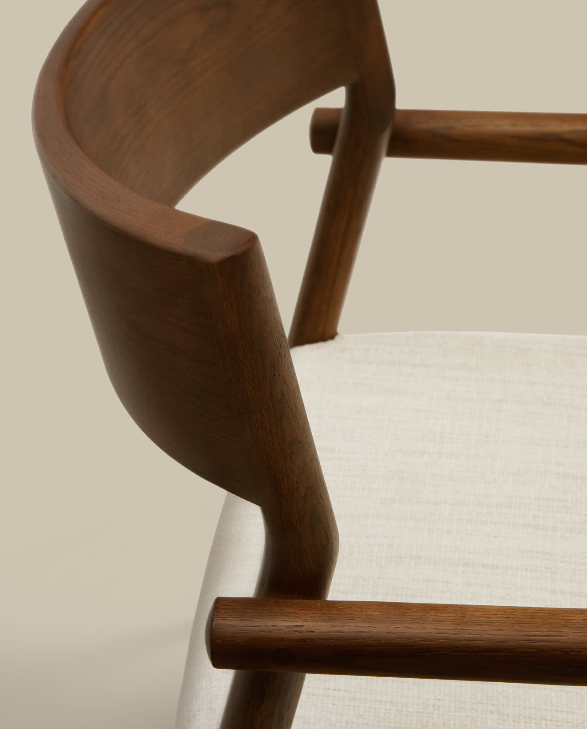 Falconera chair with a removable cover in solid oak wood with walnut finish FSC Mix Credit