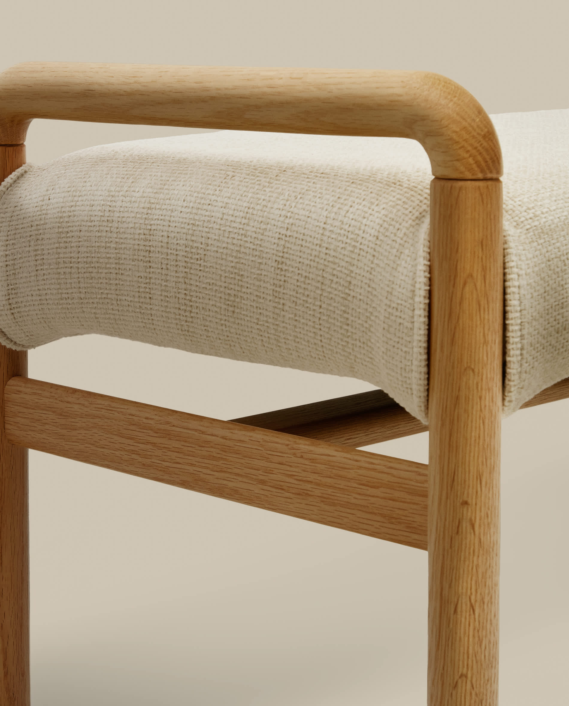 Macaret bench with removable cover solid oak wood with natural finish 120 cm FSC Mix Credit