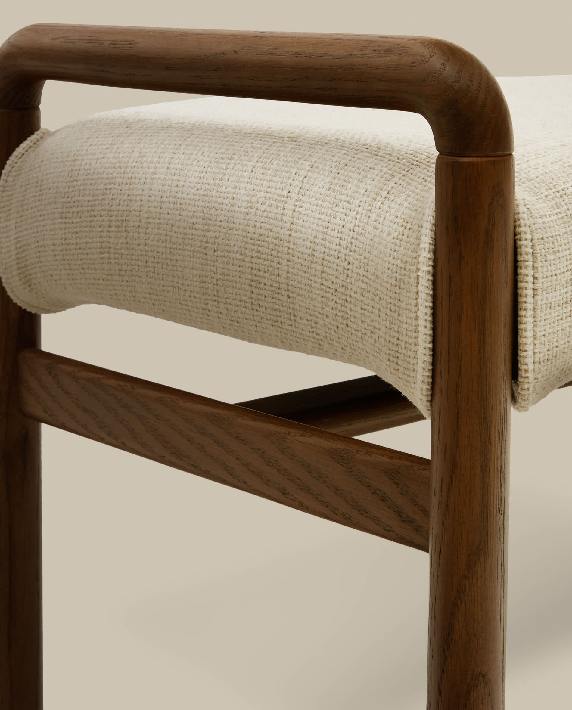 Macaret bench with removable cover solid oak wood with walnut finish 120 cm FSC Mix Credit