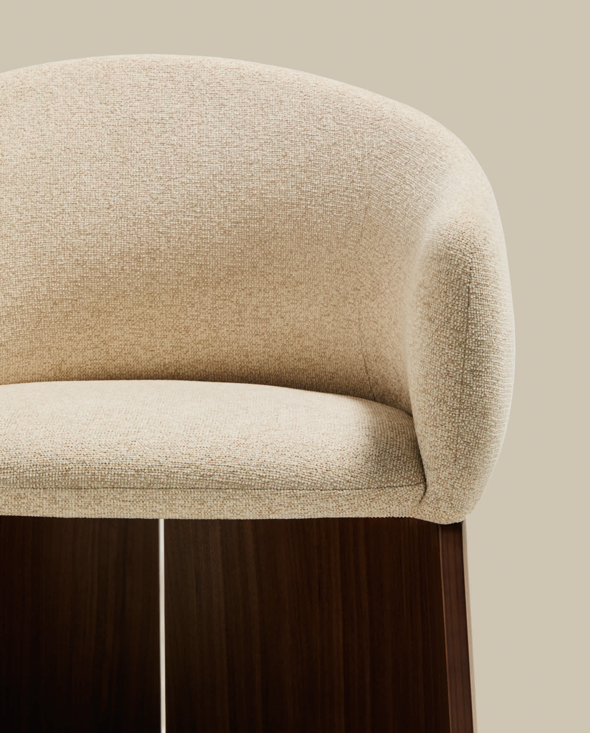 Bosca chair in beige chenille and walnut veneer FSC 100%
