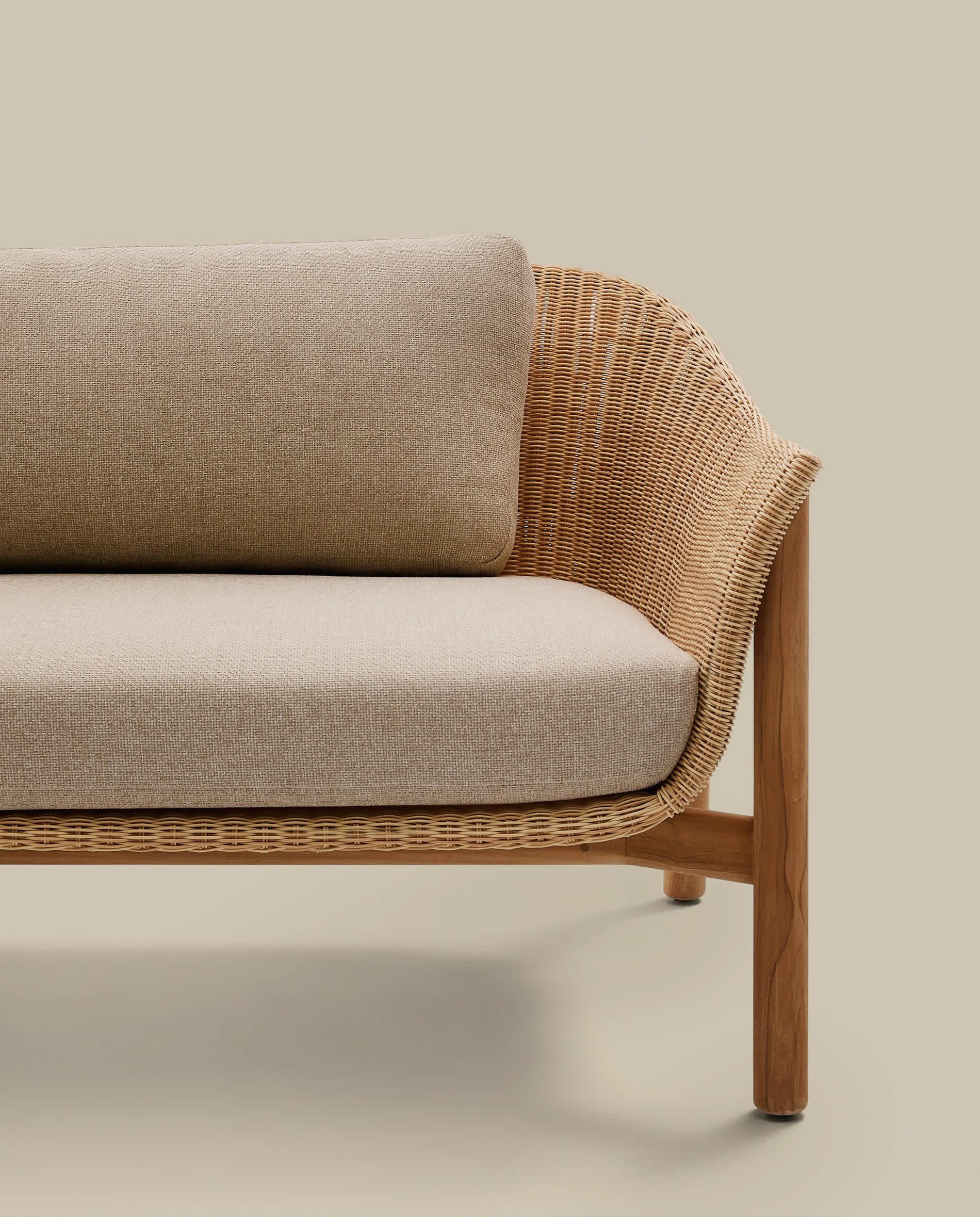 Galea 3-seater sofa in FSC 100% solid teak wood and synthetic rattan 223cm