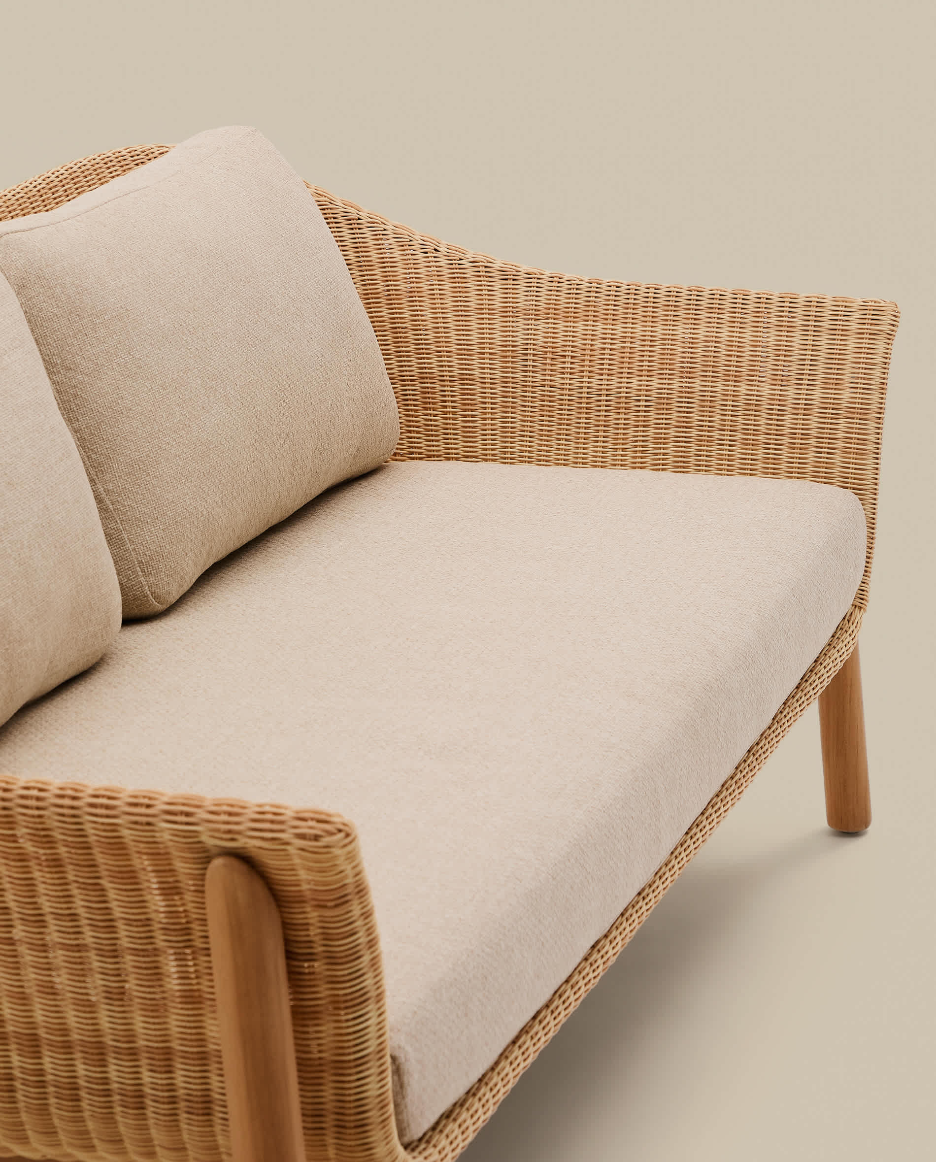 Galea 2-seater sofa in FSC 100% solid teak wood and synthetic rattan 170,5cm