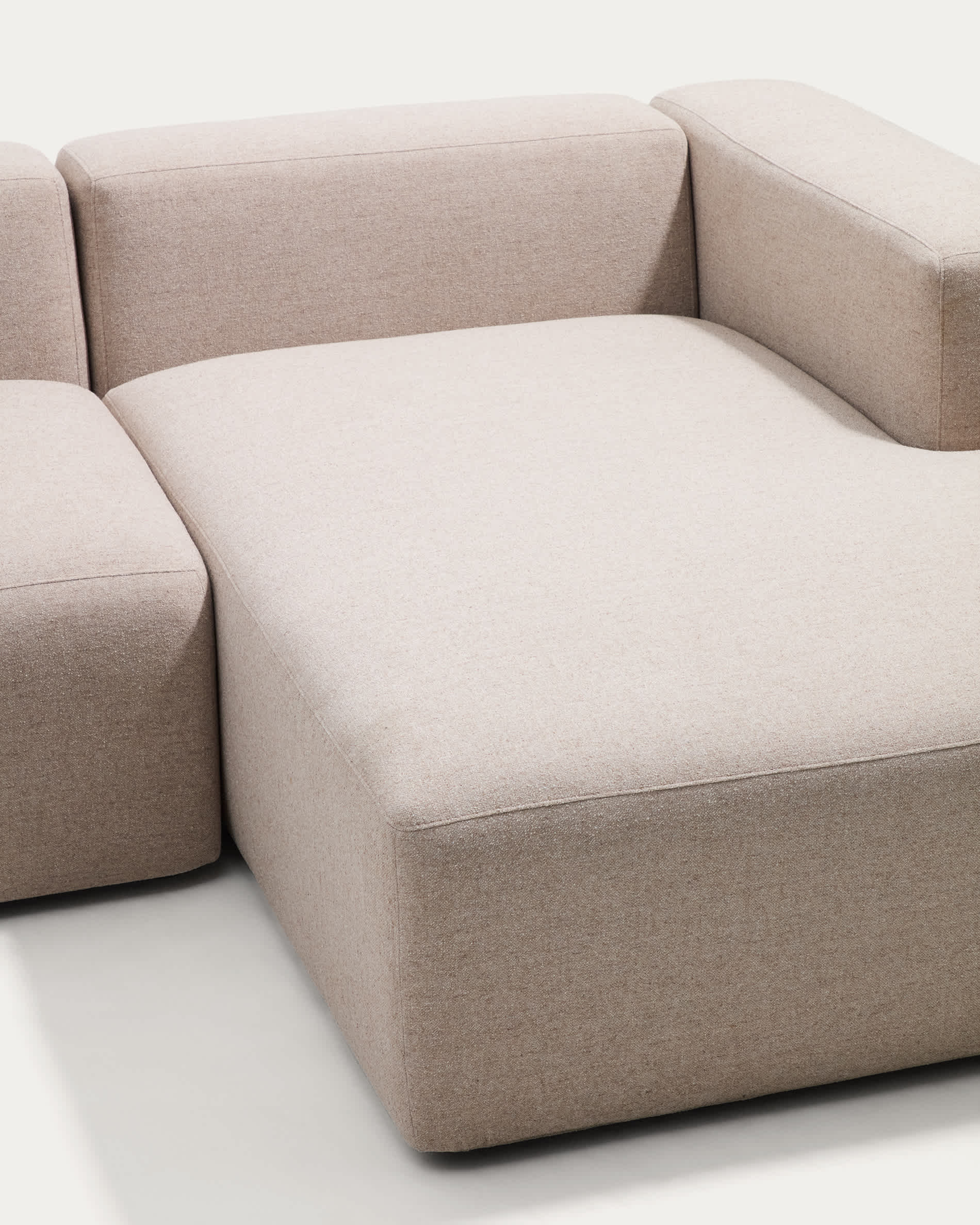 Blok 2-seater beige chenille right chaise longue sofa 240cm FSC Mix Credit