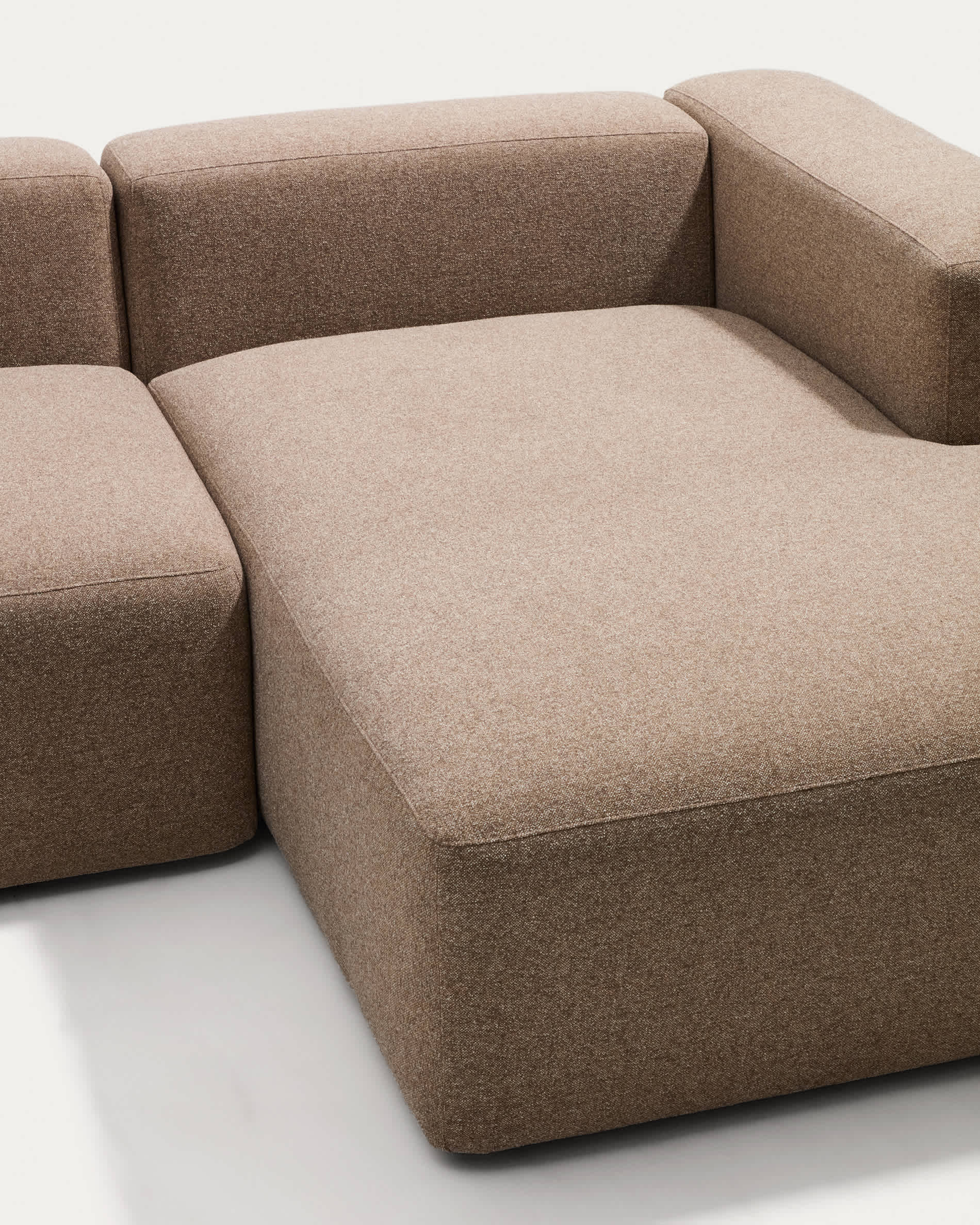 Blok 3-seater sofa with right chaise longue in brown chenille 300cm FSC Mix Credit