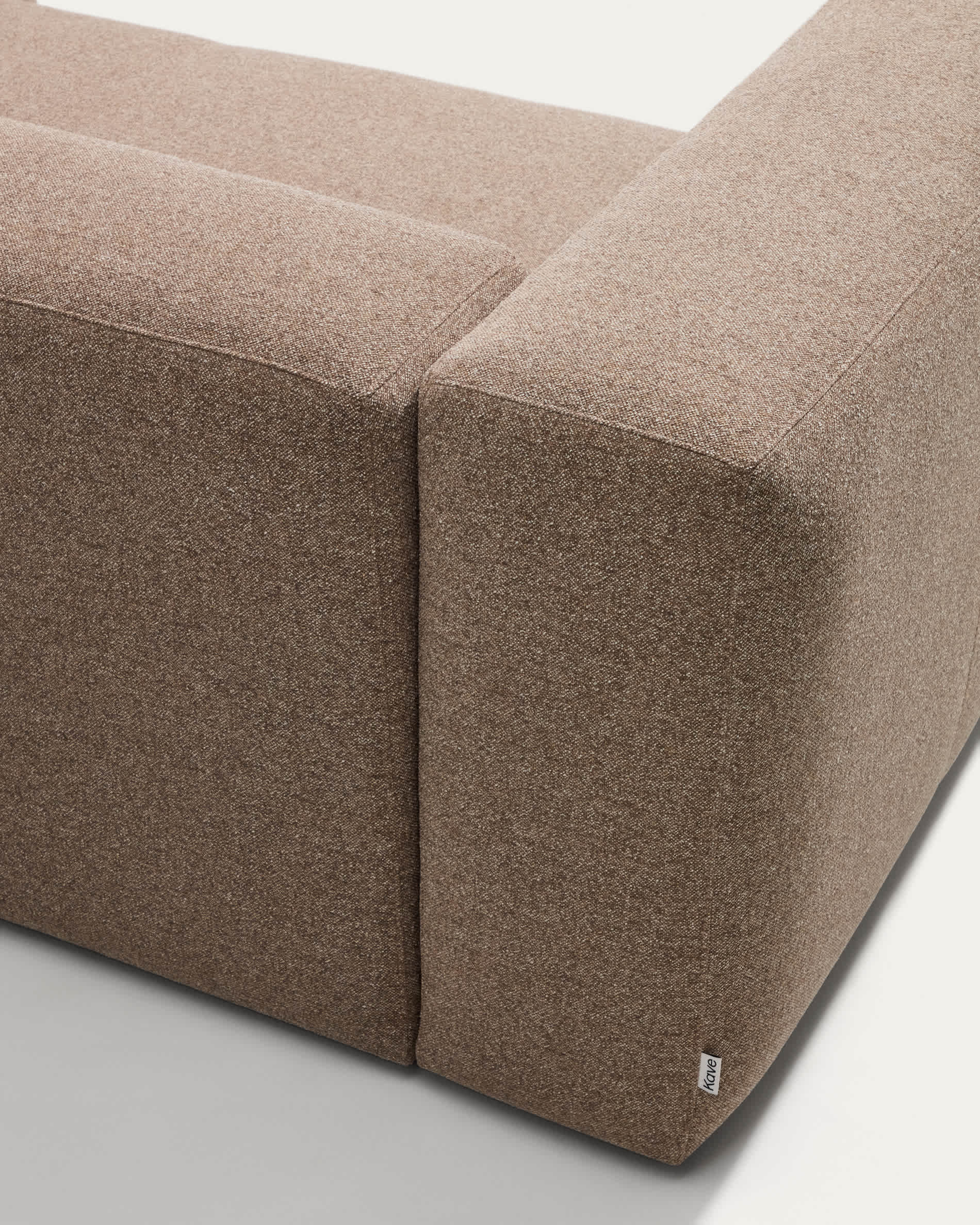 Blok 3-seater sofa with right chaise longue in brown chenille 300cm FSC Mix Credit