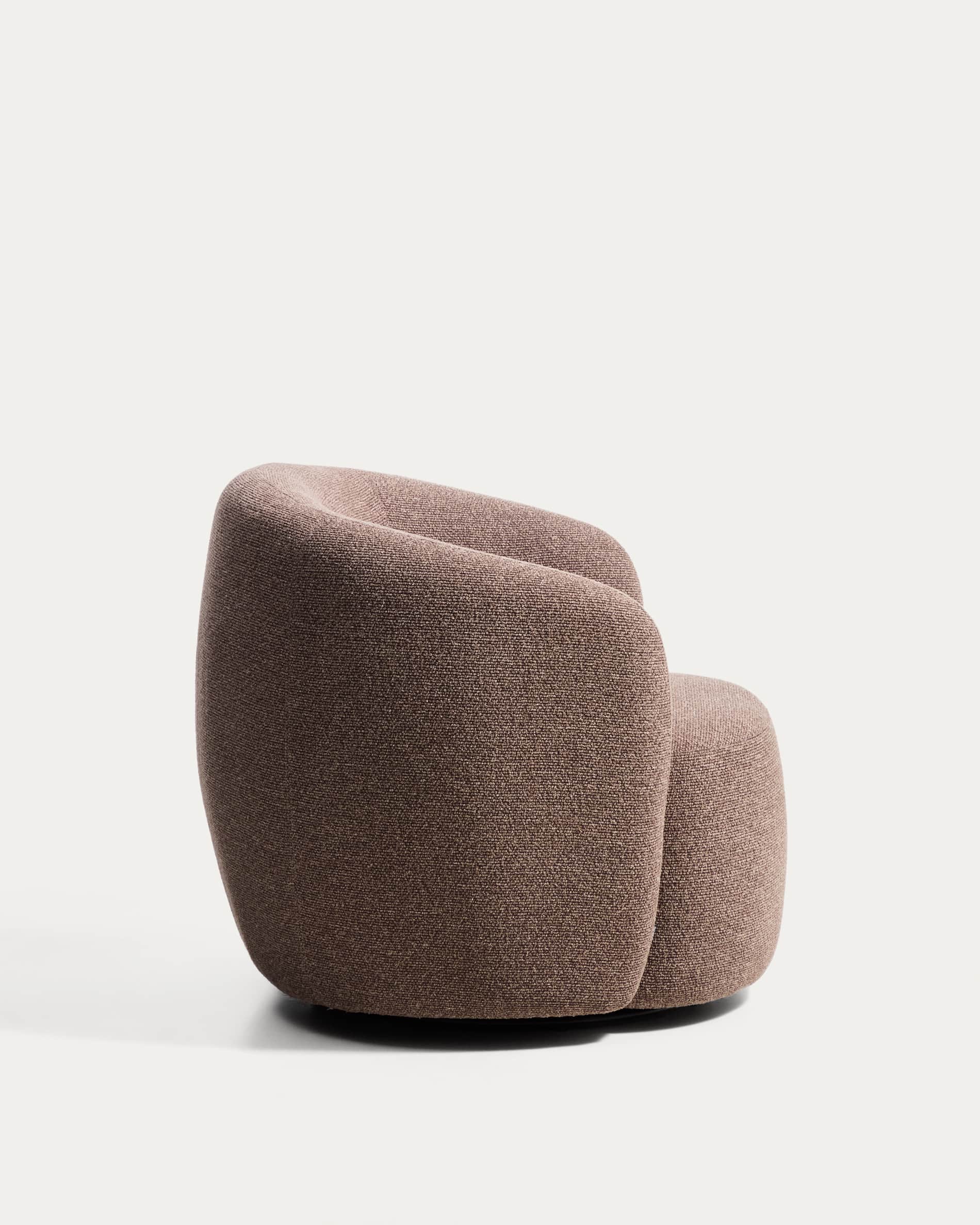 Odenia swivel armchair in brown micro bouclé