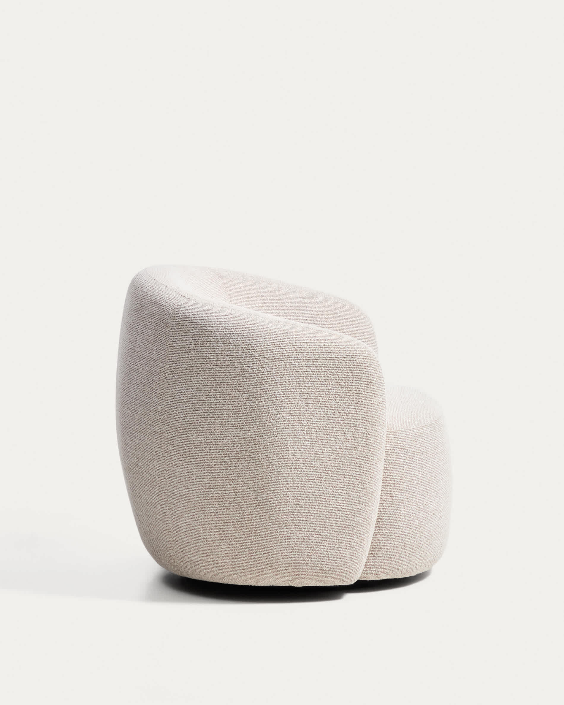 Odenia swivel armchair in beige micro bouclé