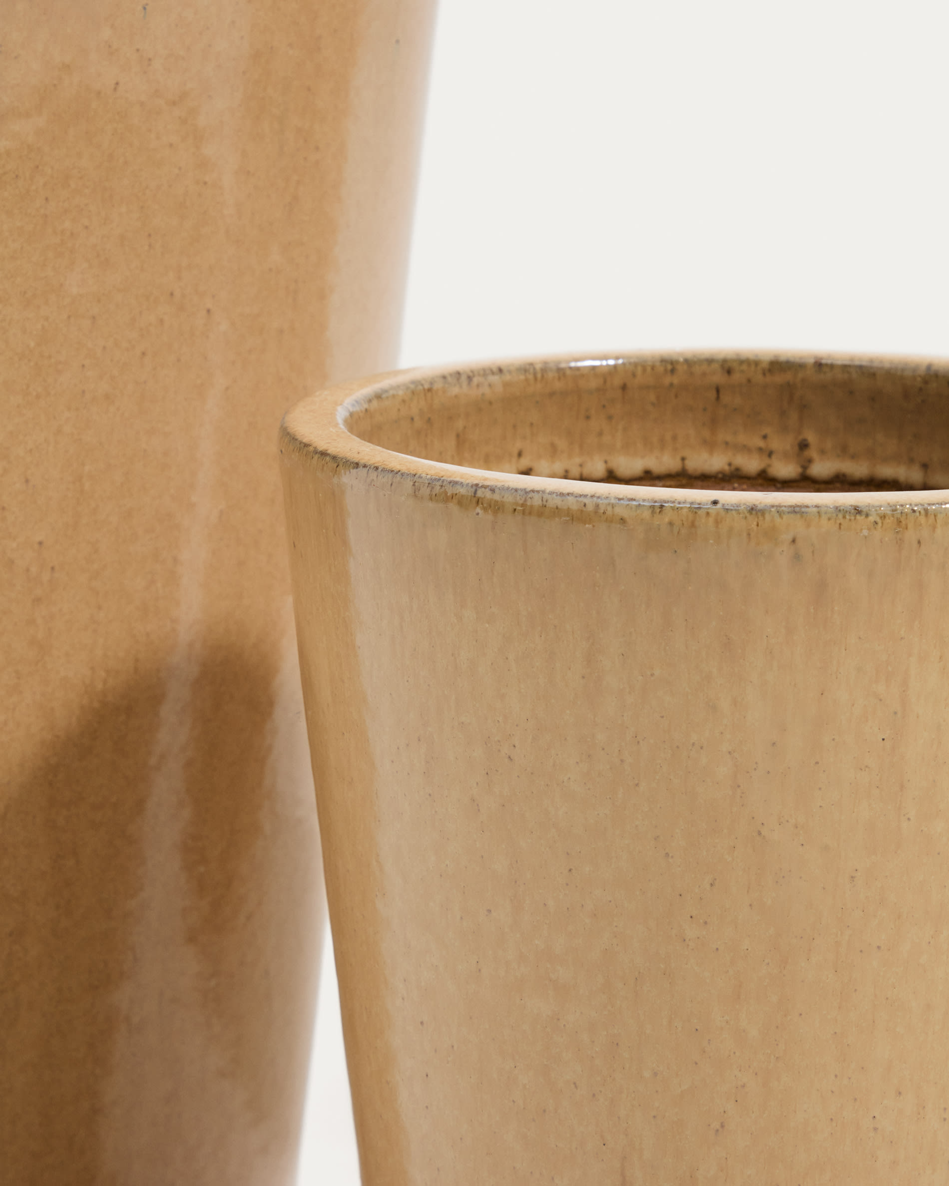 Rotja set of 3 terracotta planters with glazed beige finish Ø 26 / 35 / 47 cm