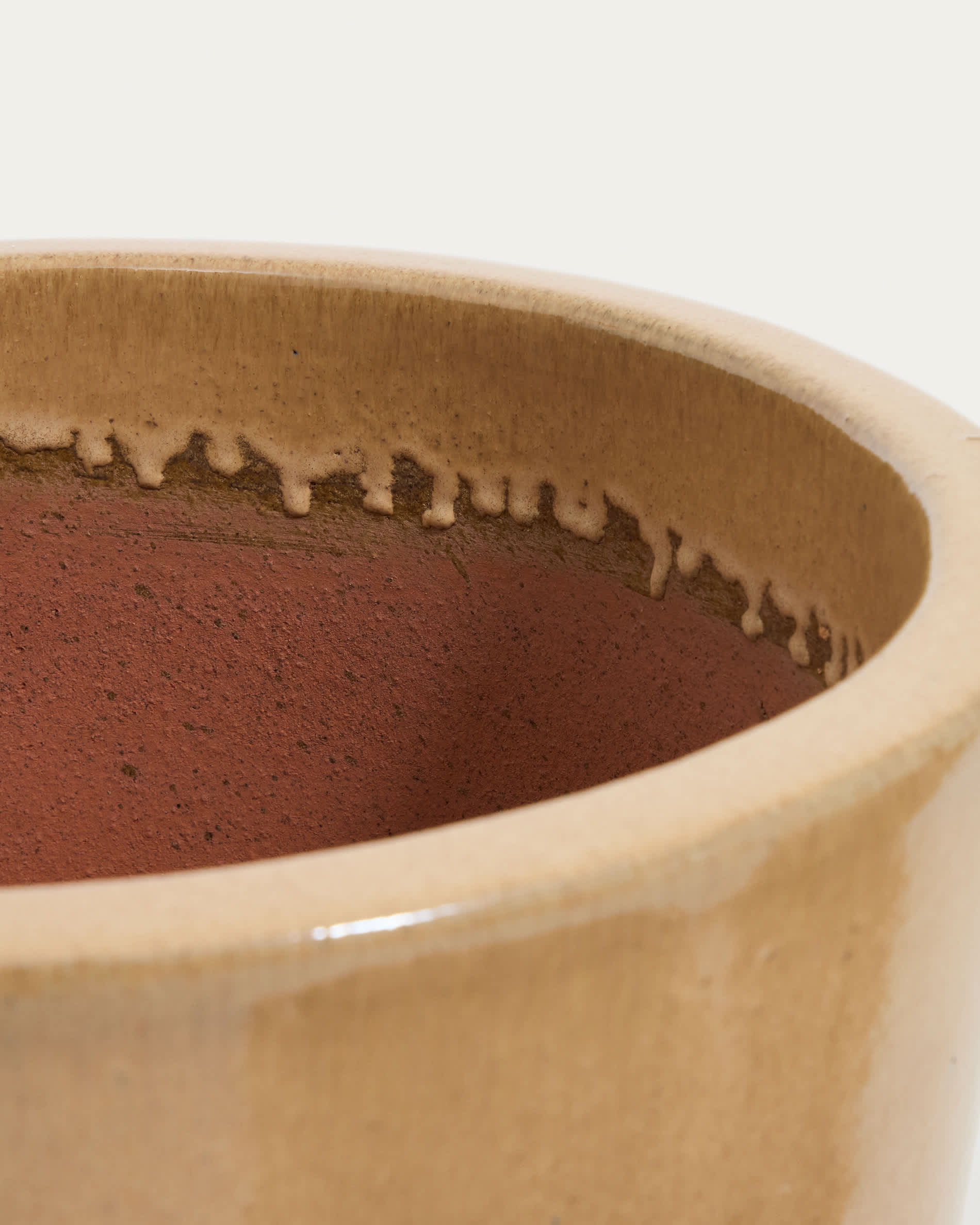 Rotja set of 3 terracotta planters with glazed beige finish Ø 26 / 35 / 47 cm