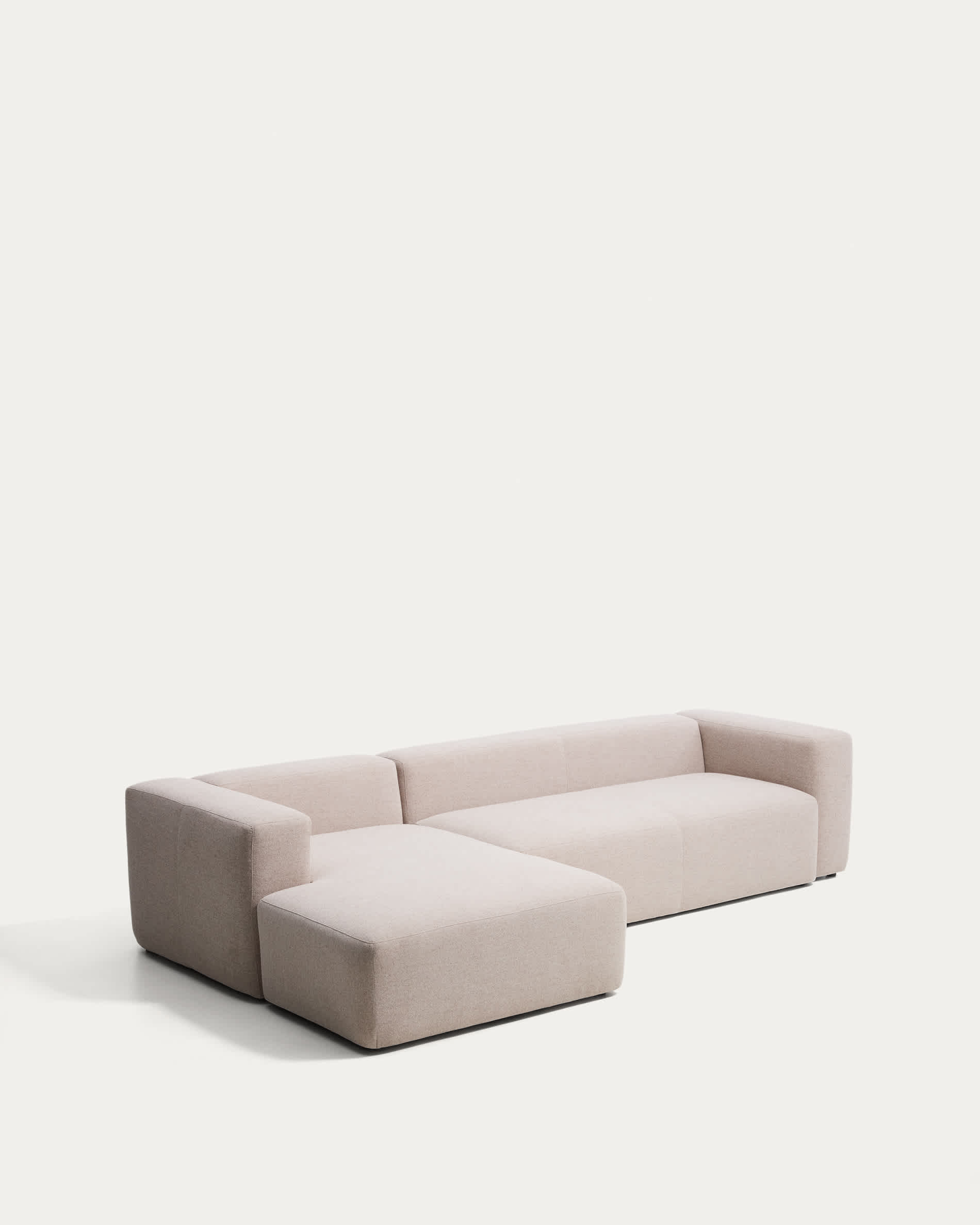 Blok 4-seater sofa with left chaise longue in beige chenille 330cm FSC Mix Credit