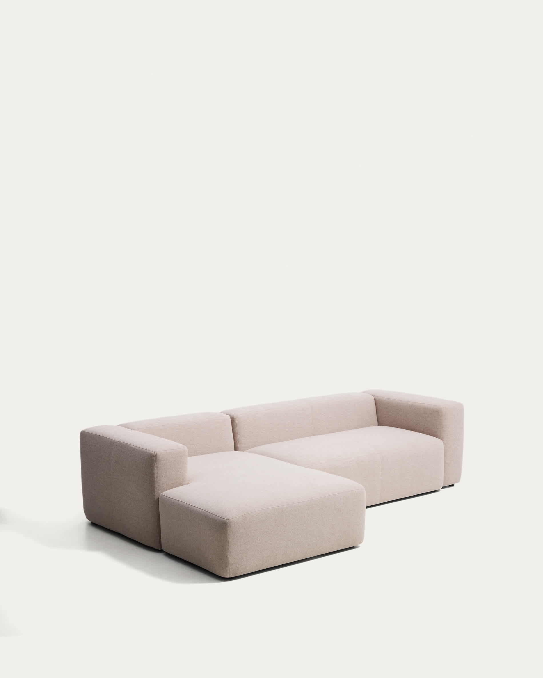Blok 3-seater sofa with left chaise longue in beige chenille 300cm FSC Mix Credit