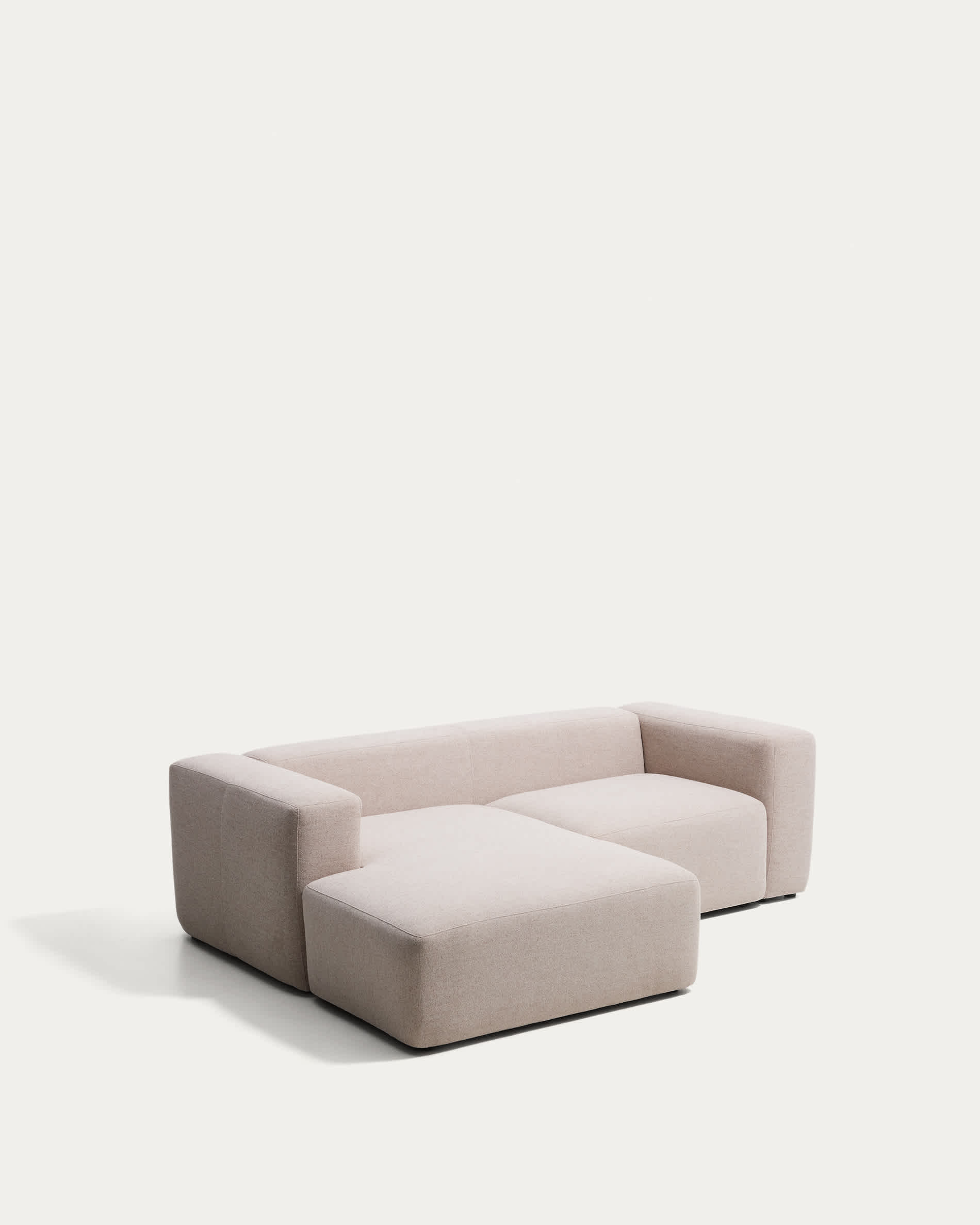 Blok 2-seater beige chenille left chaise longue sofa 240cm FSC Mix Credit