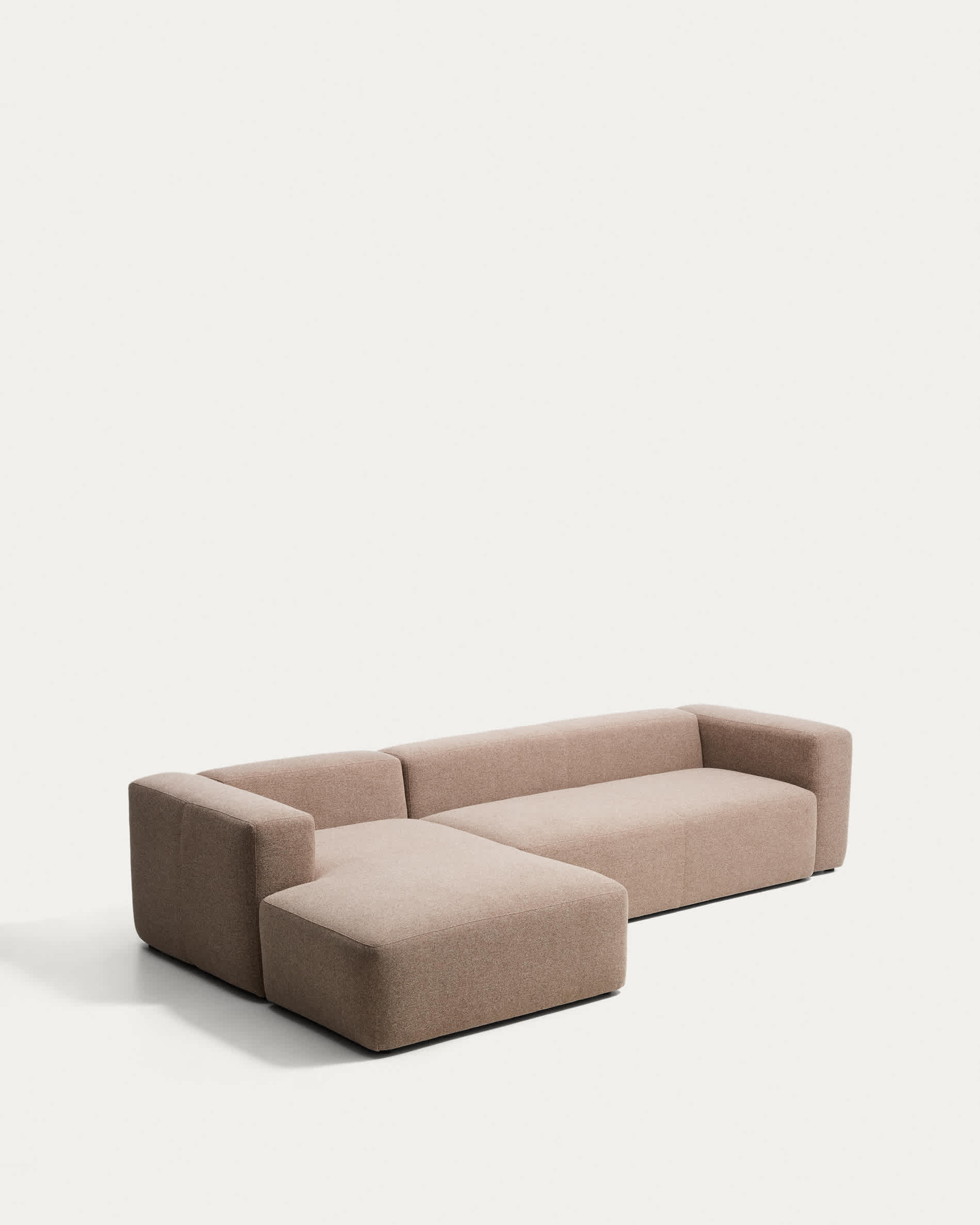 Blok 4-seater sofa with left chaise longue in brown chenille 330cm FSC Mix Credit