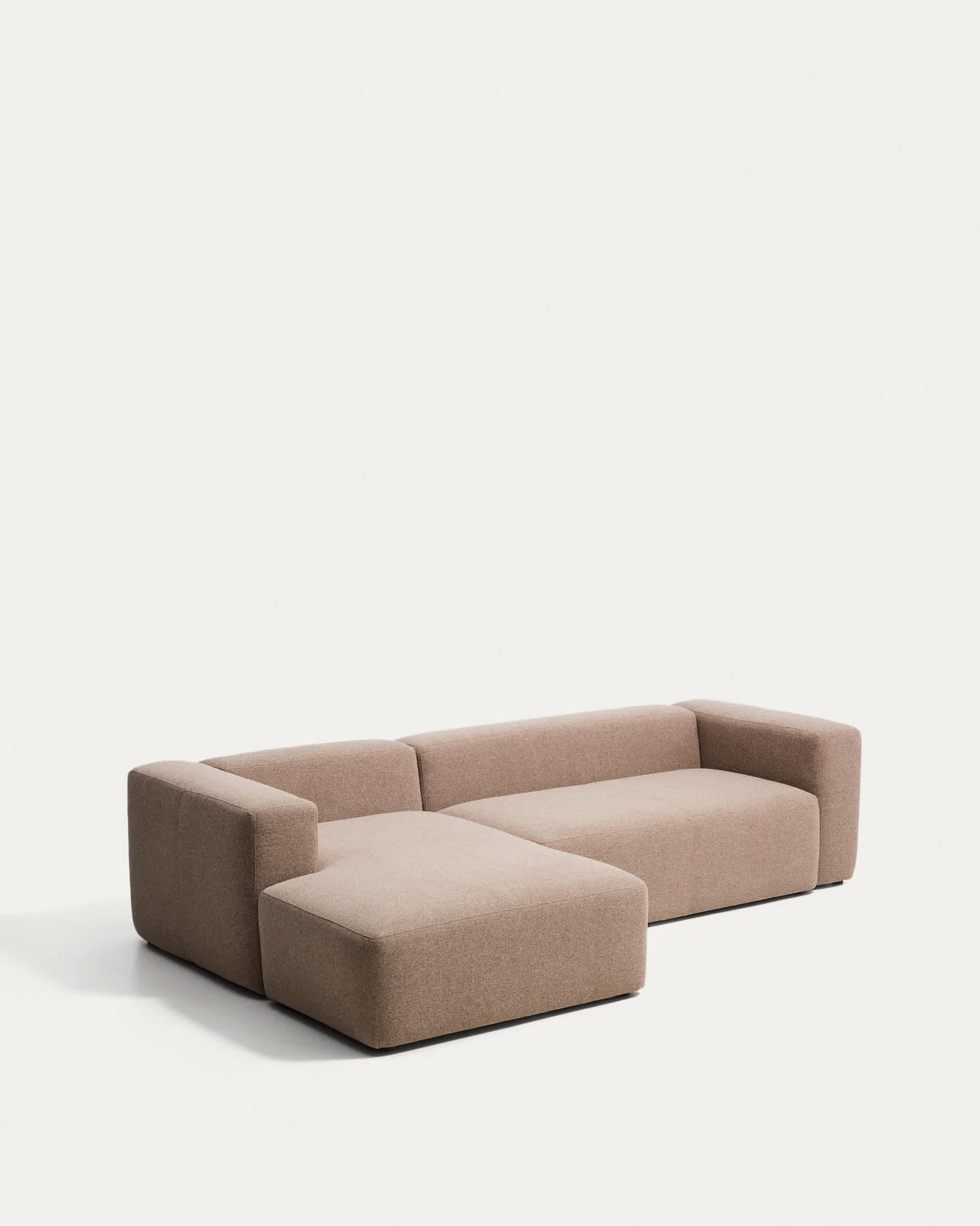 Blok 3-seater sofa with left chaise longue in brown chenille 300cm FSC Mix Credit