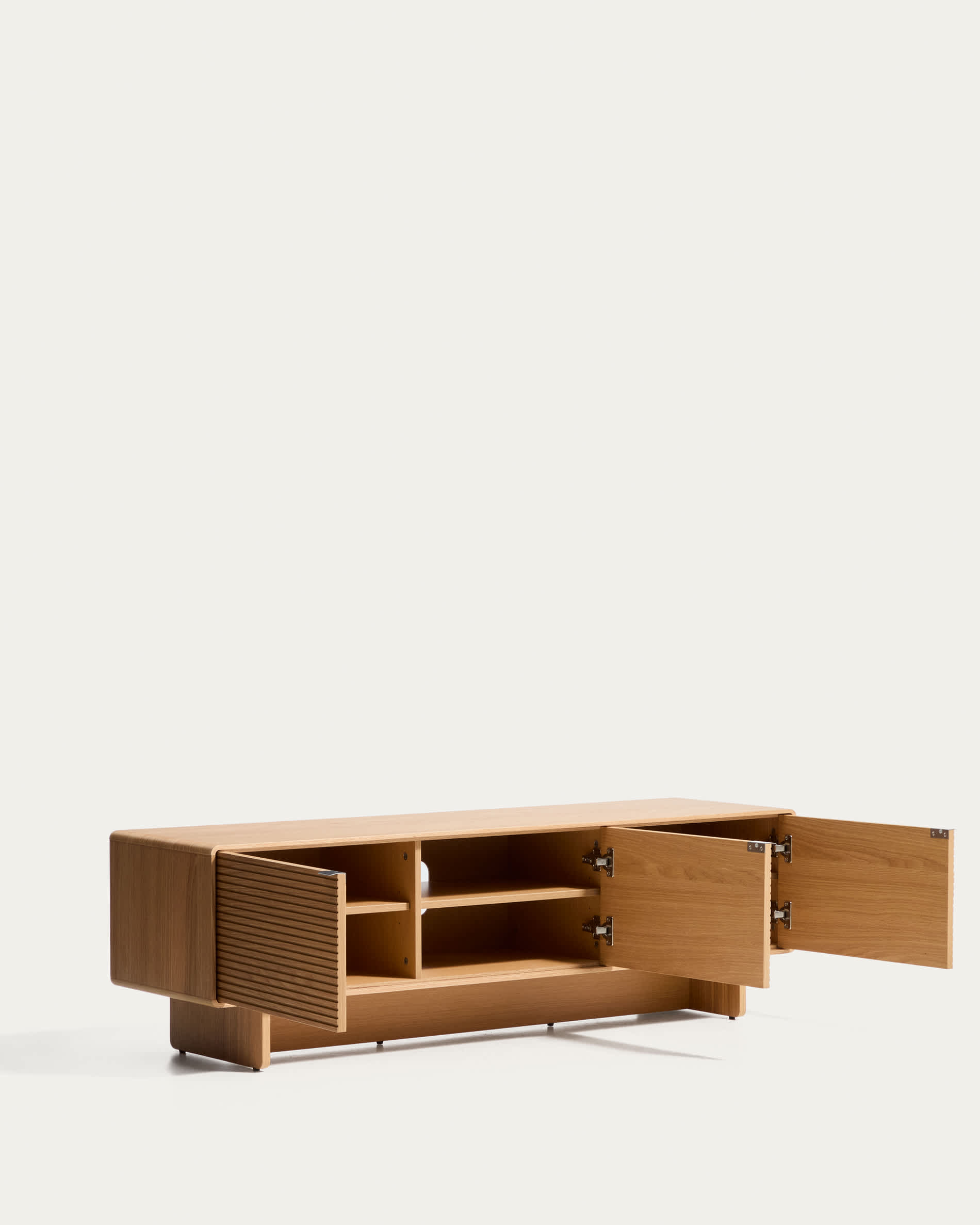 Norlen 3-door TV stand in oak veneer with natural finish FSC Mix Credit 150 x 40 cm