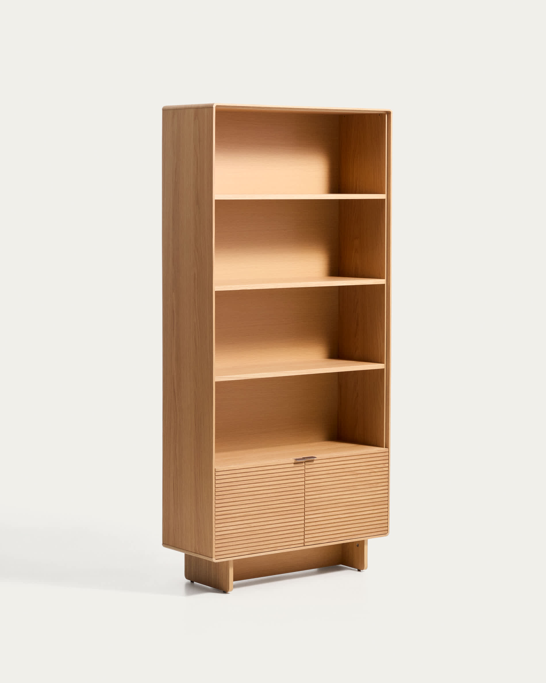 Norlen shelving unit in oak veneer with natural finish FSC Mix Credit 90 x 190 cm