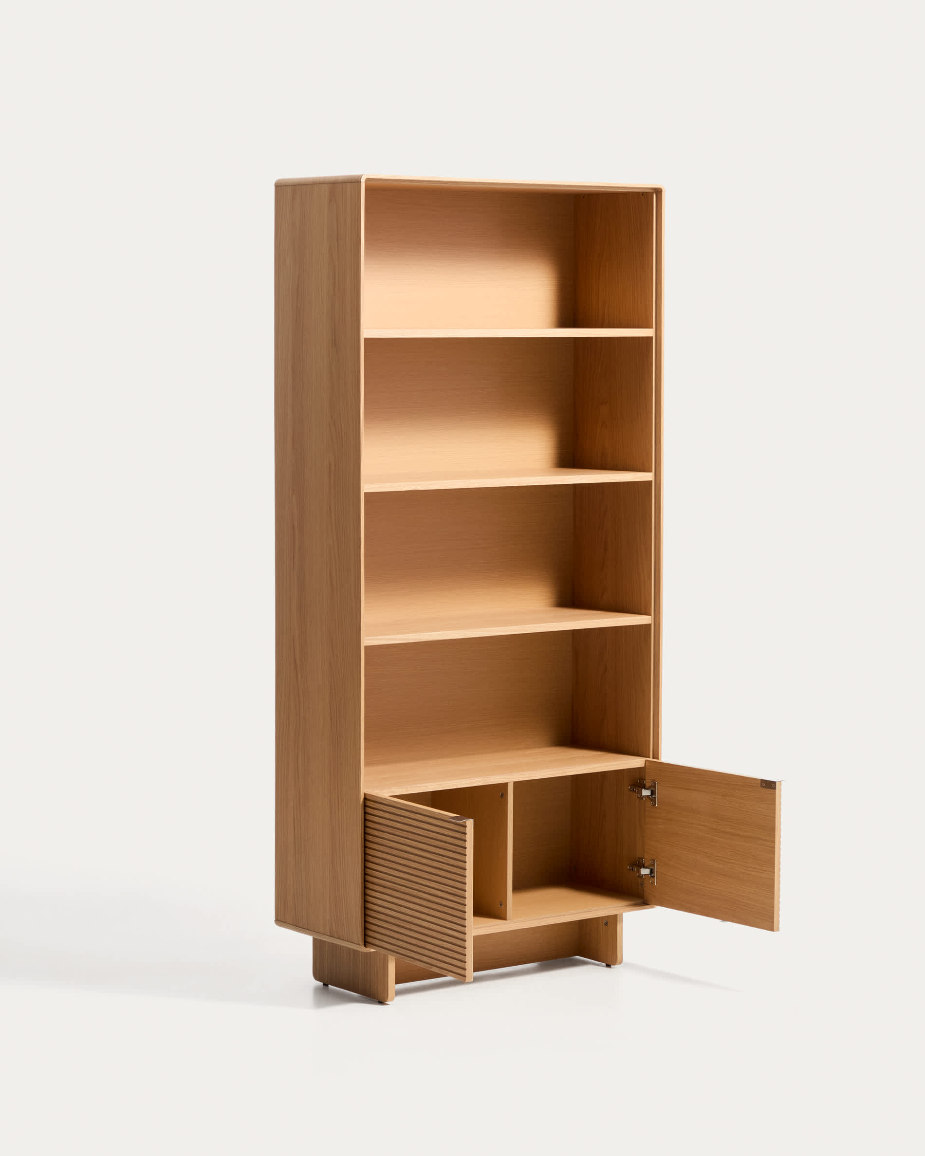 Norlen shelving unit in oak veneer with natural finish FSC Mix Credit 90 x 190 cm