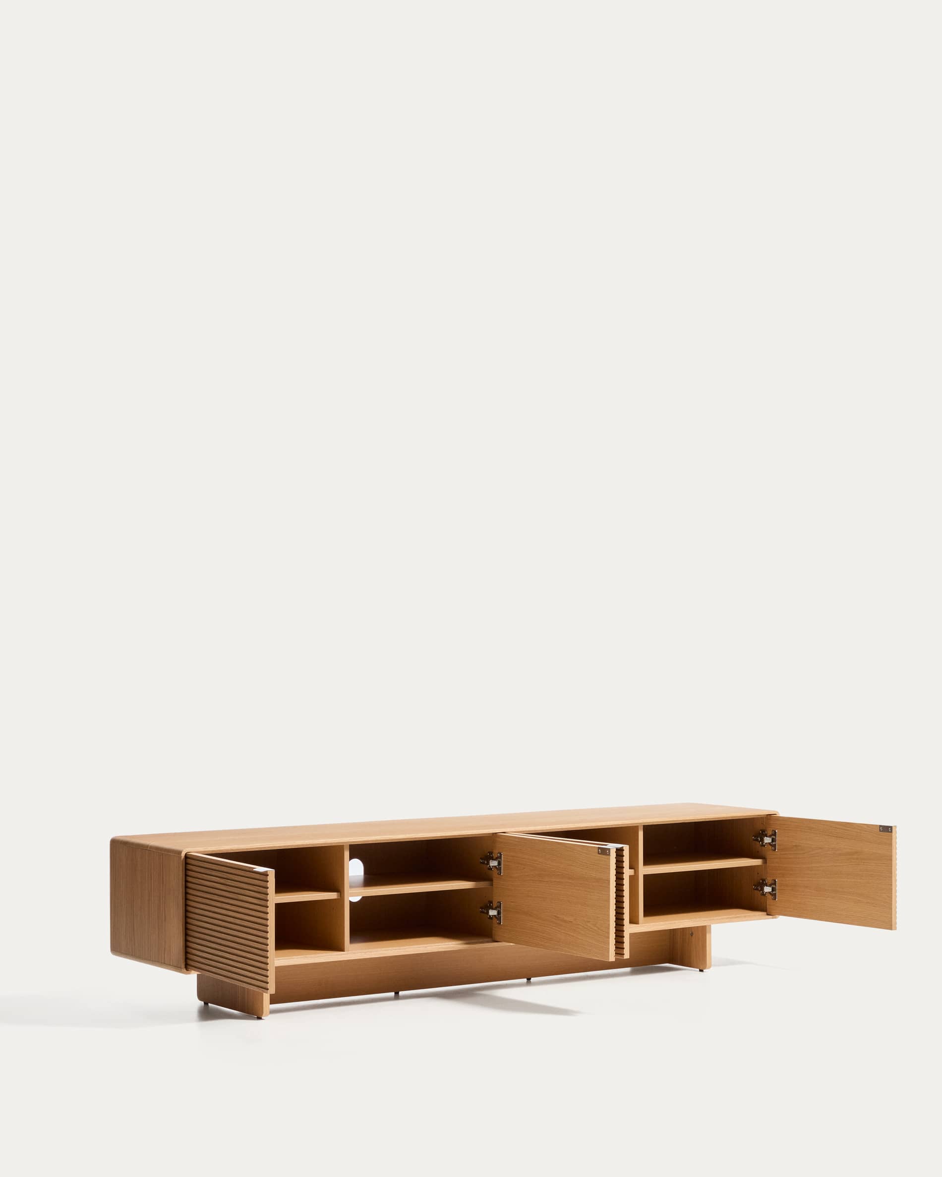 Norlen 4-door TV stand in oak veneer with natural finish FSC Mix Credit 200 x 46 cm