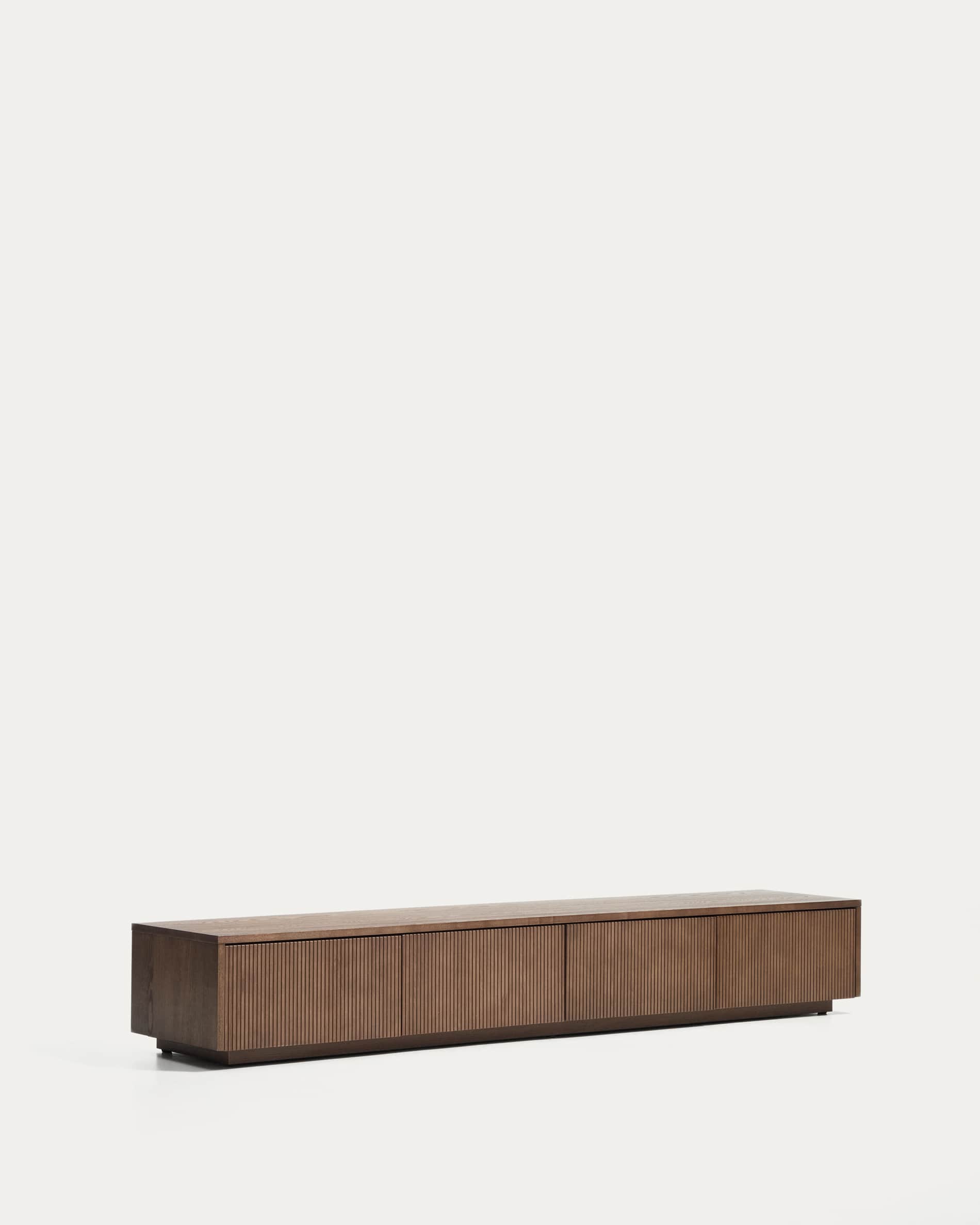 Helvine 4-drawer TV stand in ash veneer with walnut finish 200 x 30cm FSC 100%