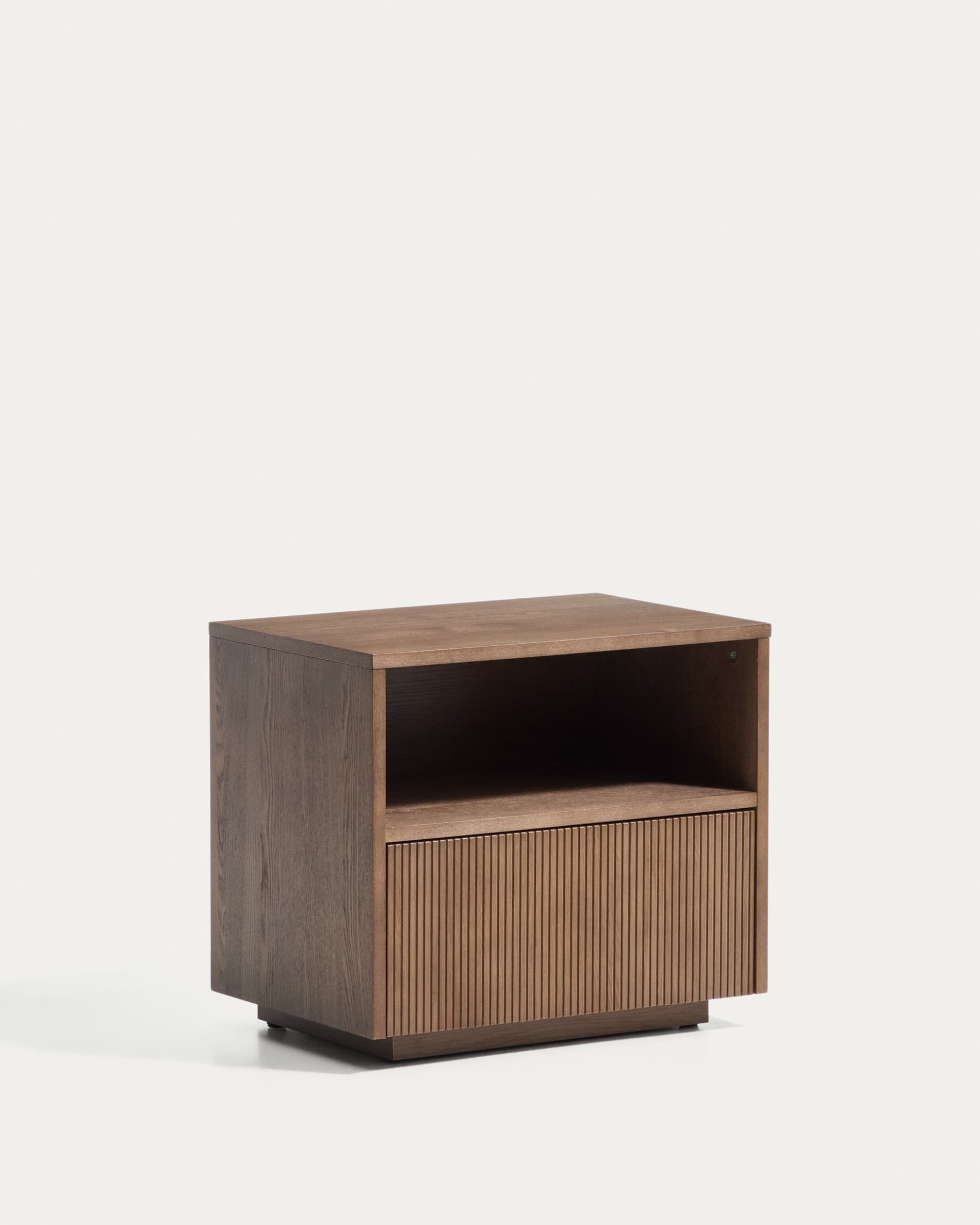 Helvine bedside table in ash veneer with walnut finish 60 x 52cm FSC 100%