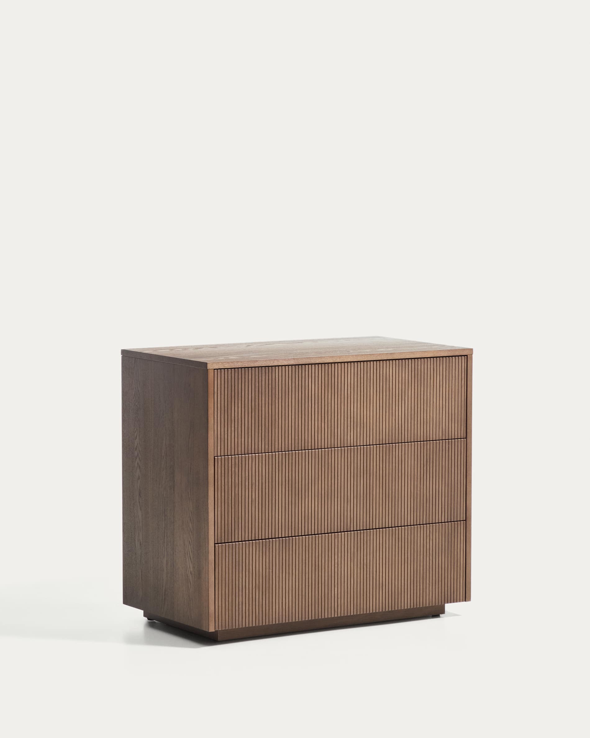 Helvine chest of drawers with 3 drawers in ash veneer with walnut finish 90 x 78cm FSC 100%