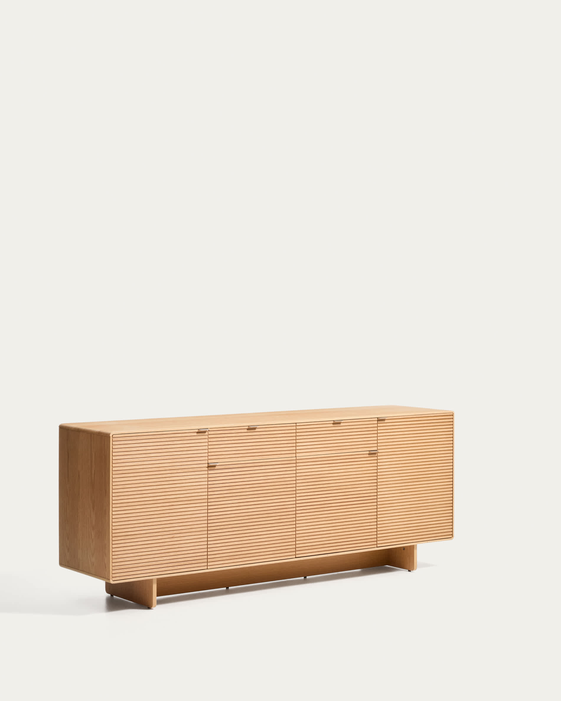 Norlen sideboard with 4 doors and 2 drawers in oak veneer with natural finish FSC Mix Credit 194.5 x 78 cm