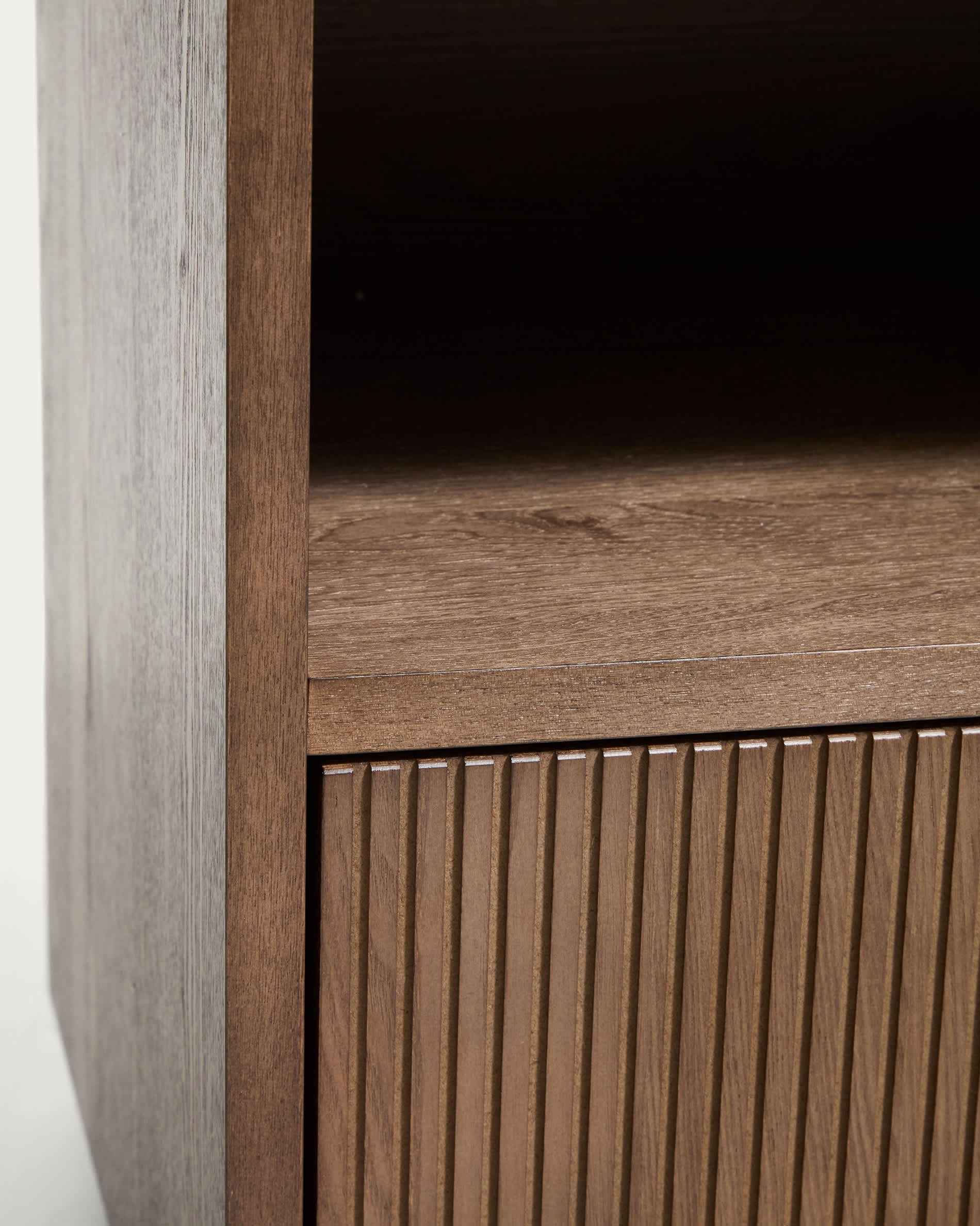 Helvine bedside table in ash veneer with walnut finish 60 x 52cm FSC 100%
