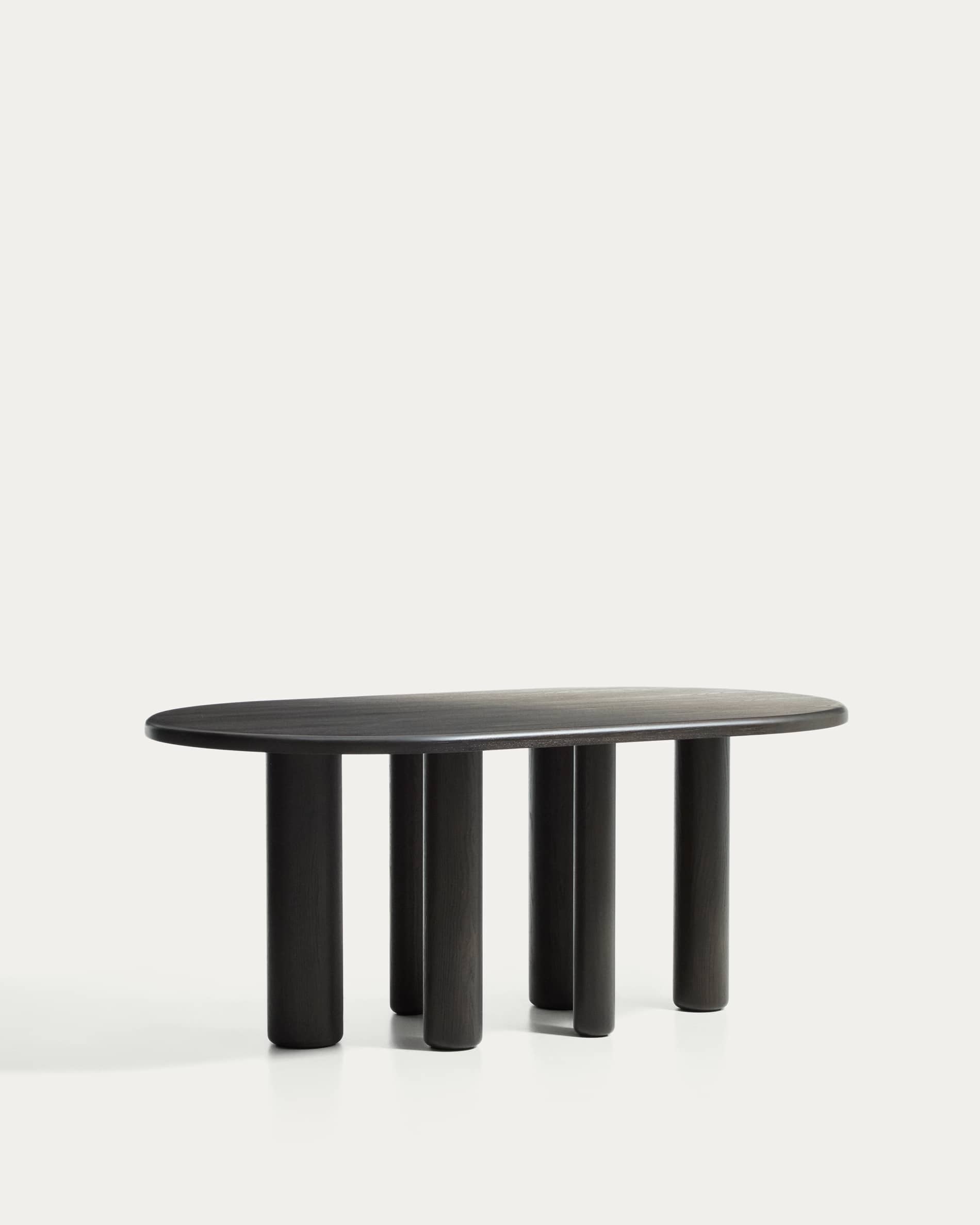 Mailen oval table in ash wood veneer with dark finish, Ø 180 x 105 cm