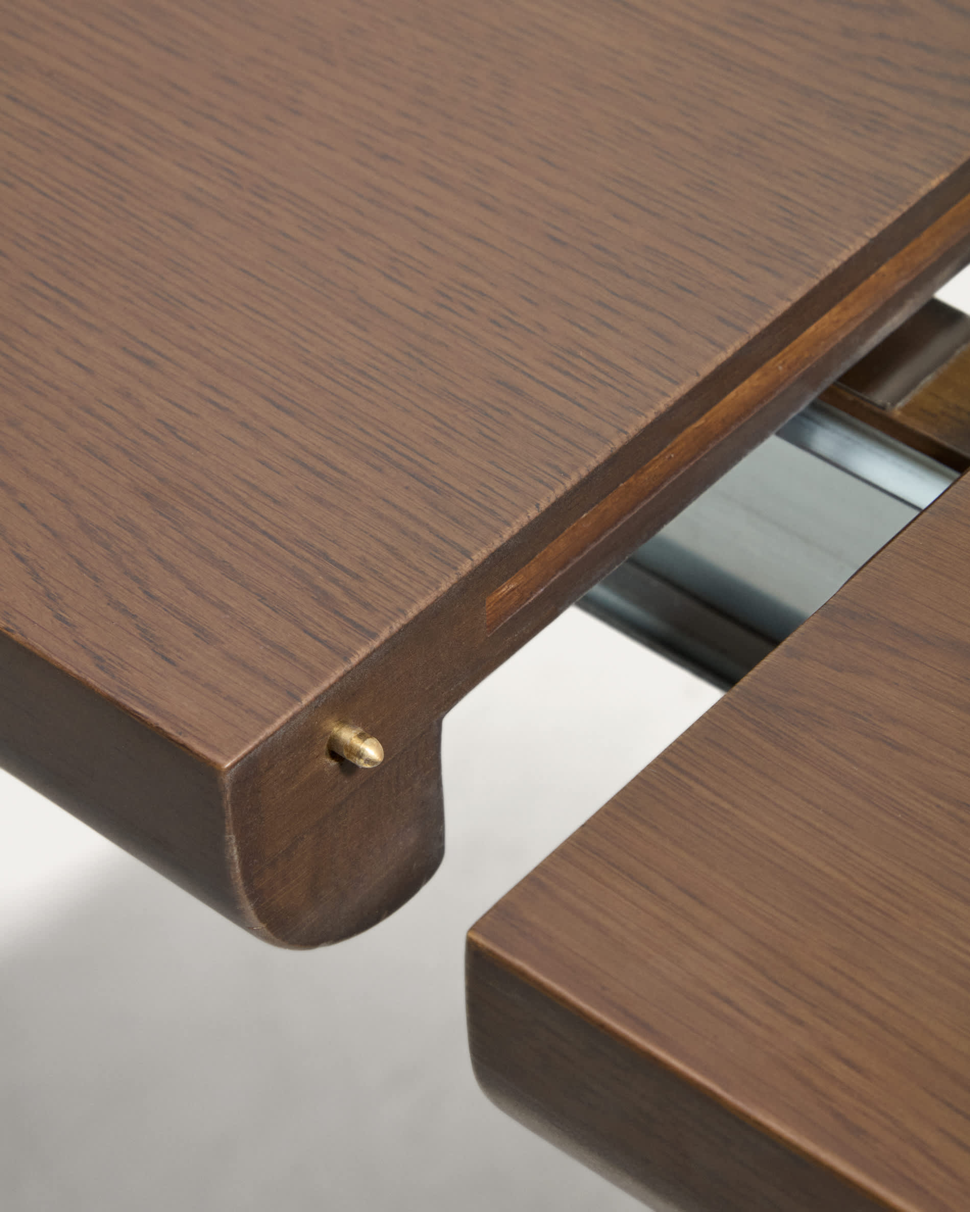 Jondal extendable table in solid oak wood and oak veneer with walnut finish FSC 100% 240 (320) x 100cm