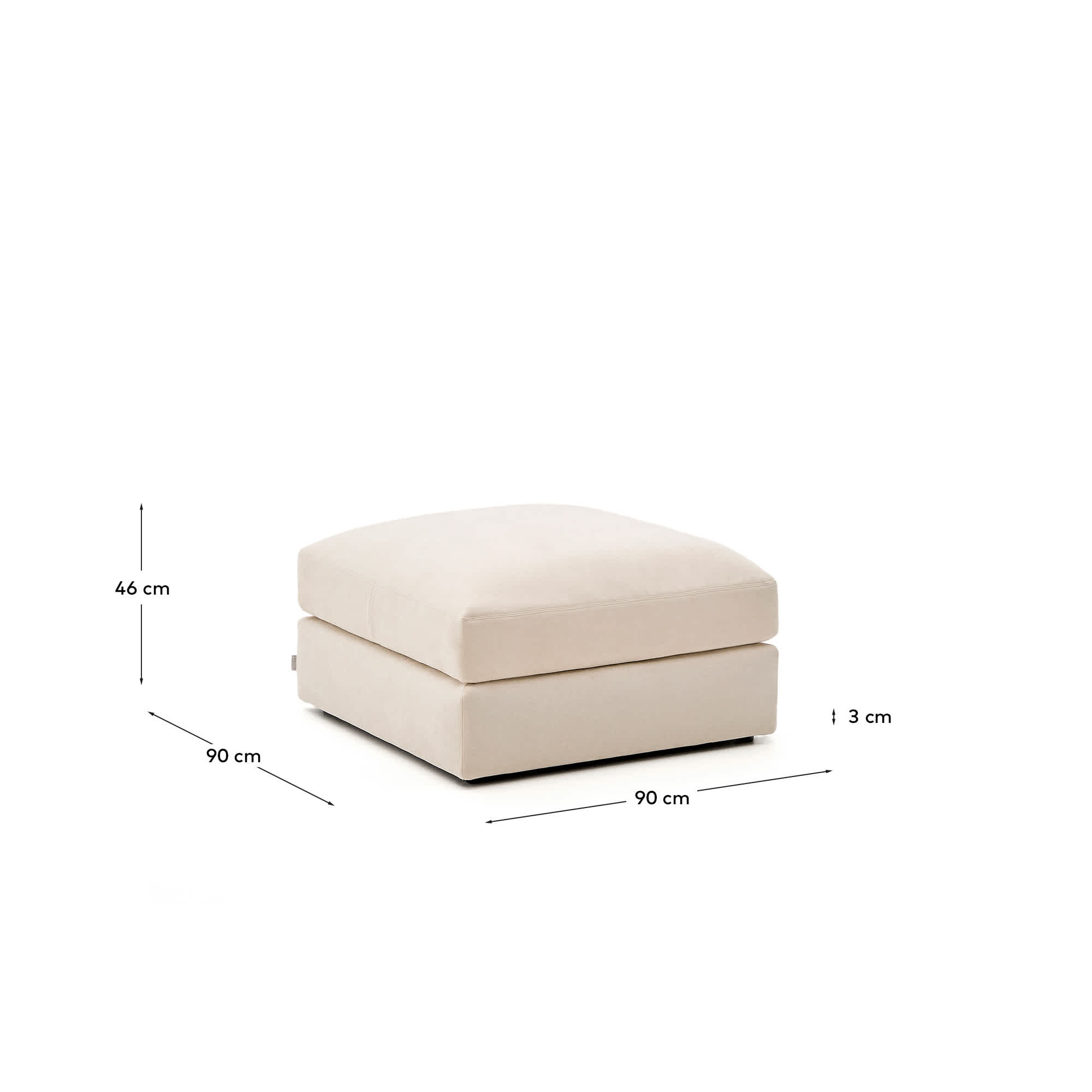 Alea beige chenille footrest with removable cover 90 x 90cm