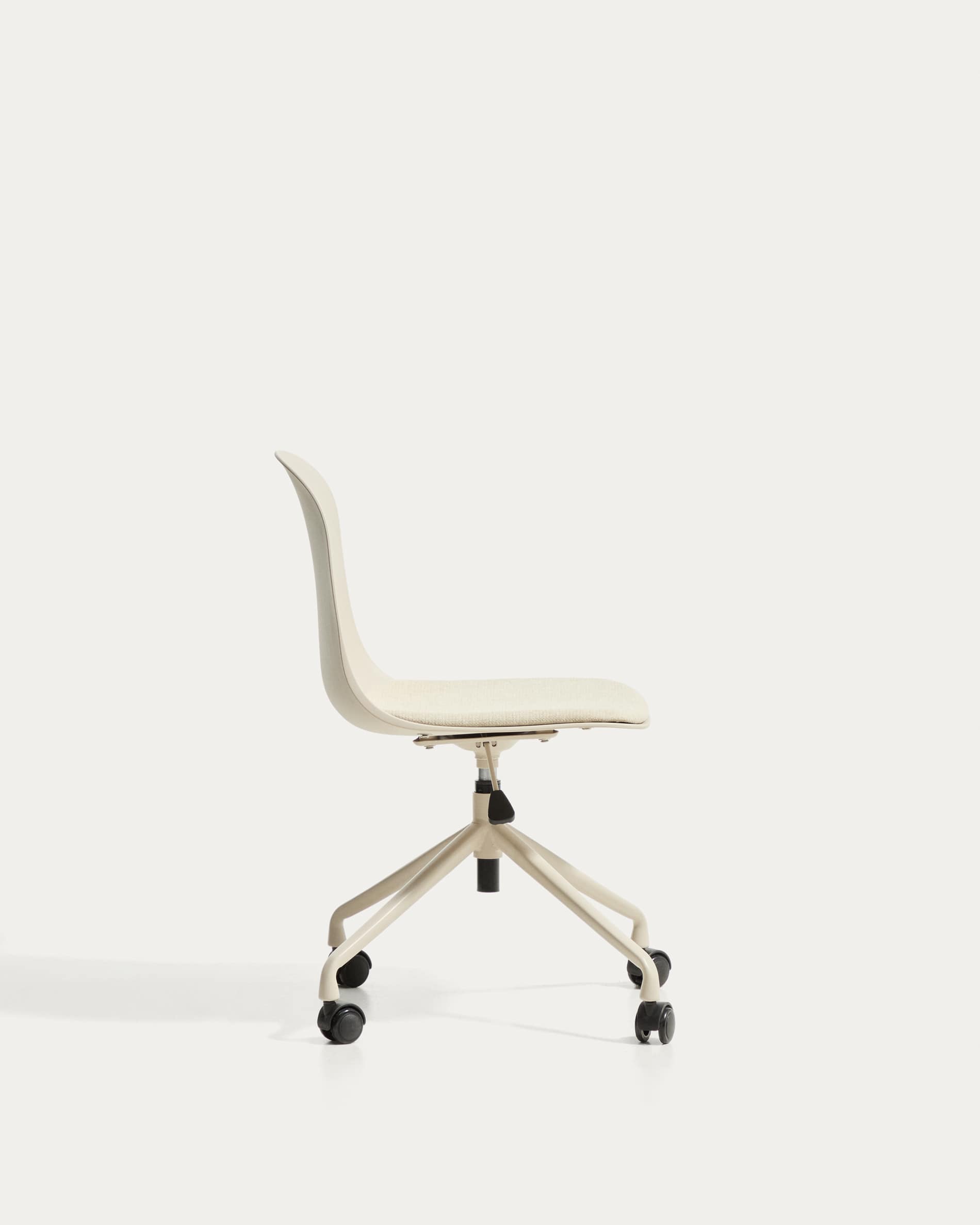 Debari desk chair with chenille cushion and beige-finish steel legs